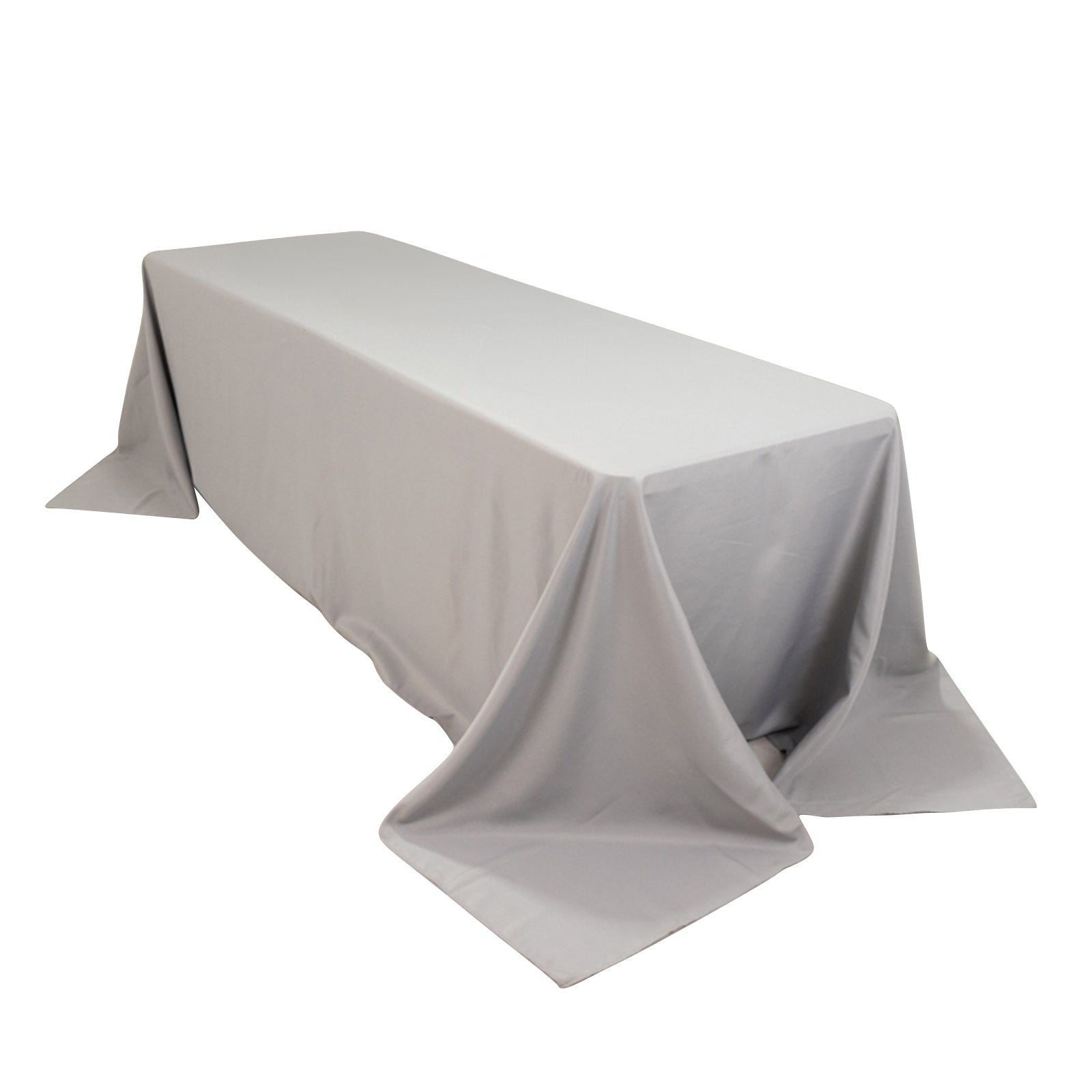 Premium Polyester 90x156 Rectangle Tablecloth Silver - Seamless 220GSM Stain-Resistant Table Cover