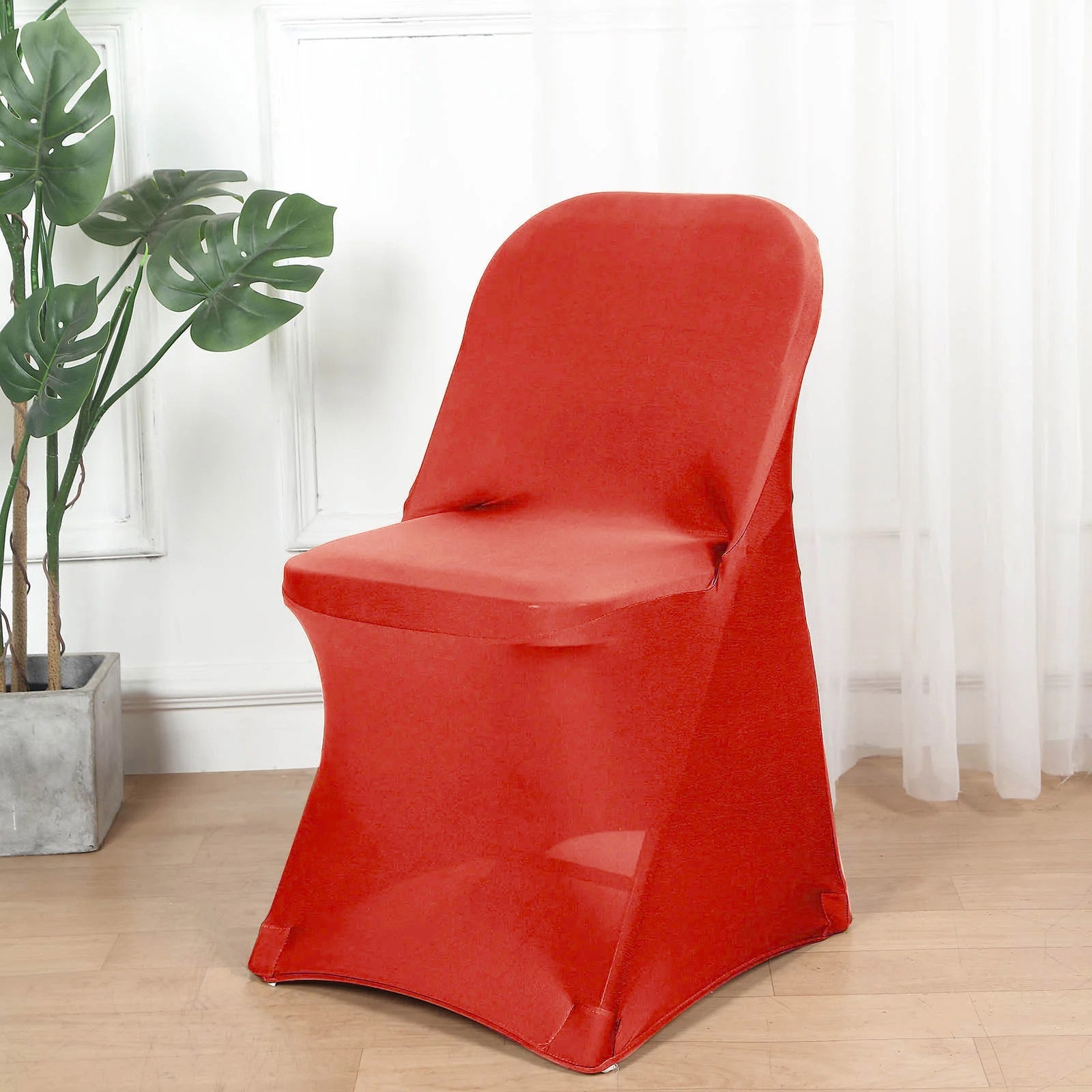 10 Pack Stretch Spandex Chair Covers Red for Folding Chairs - Durable 160GSM Fitted Slipcovers