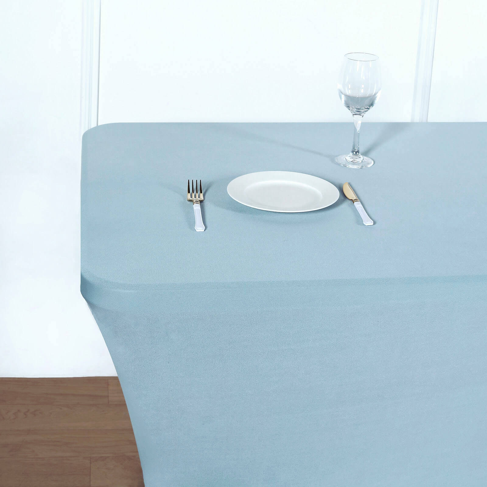 Stretch Spandex 96x30 Rectangle Table Cover Dusty Blue - Durable Form-Fitting Tablecloth
