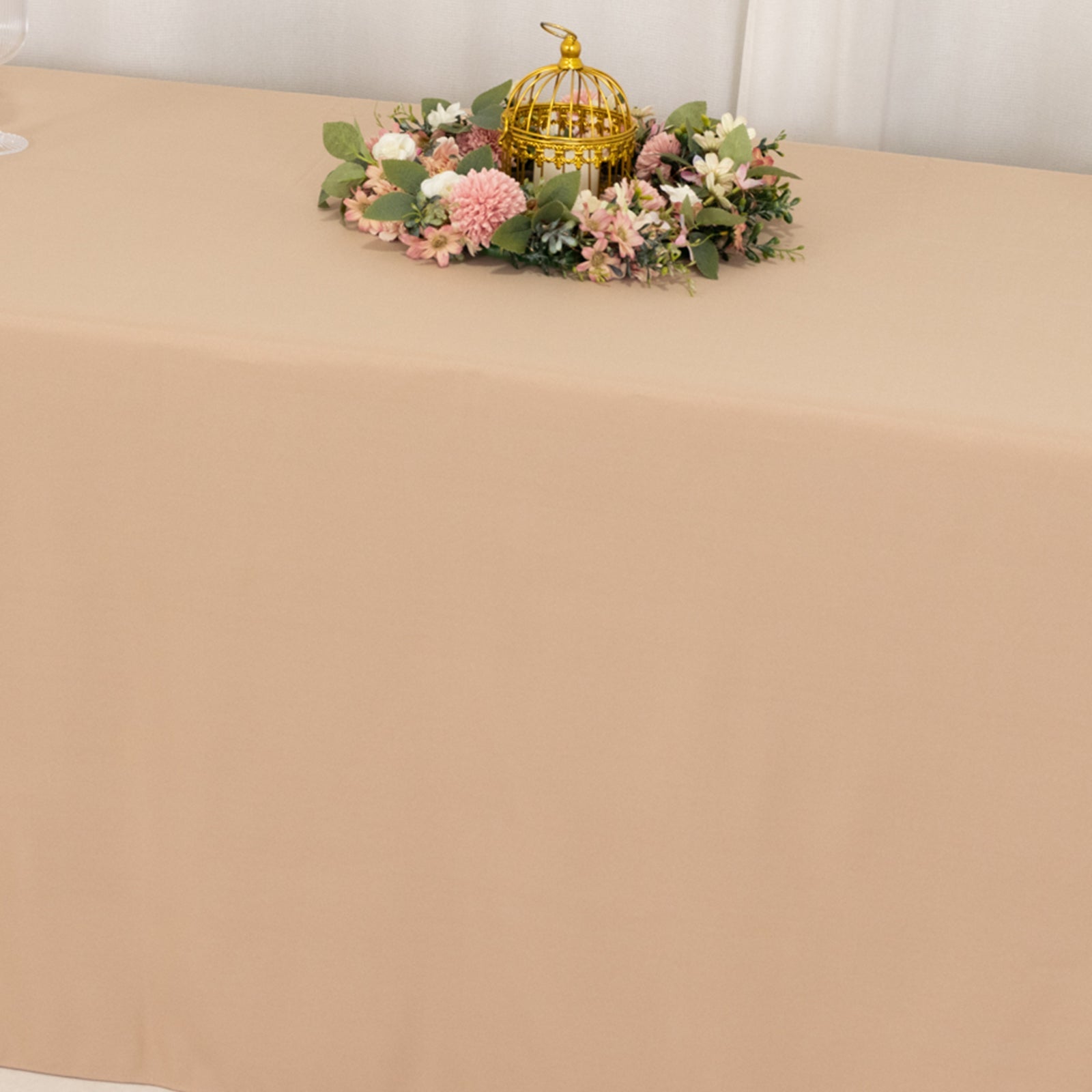 Premium Polyester 90x156 Rectangle Tablecloth Nude - Seamless 220GSM Stain-Resistant Table Cover