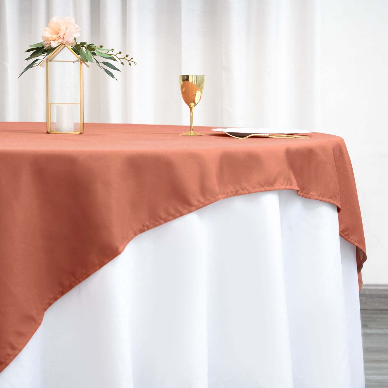 Polyester Square 70x70 Tablecloth Terracotta (Rust) - Wrinkle-Resistant & Durable Table Cover