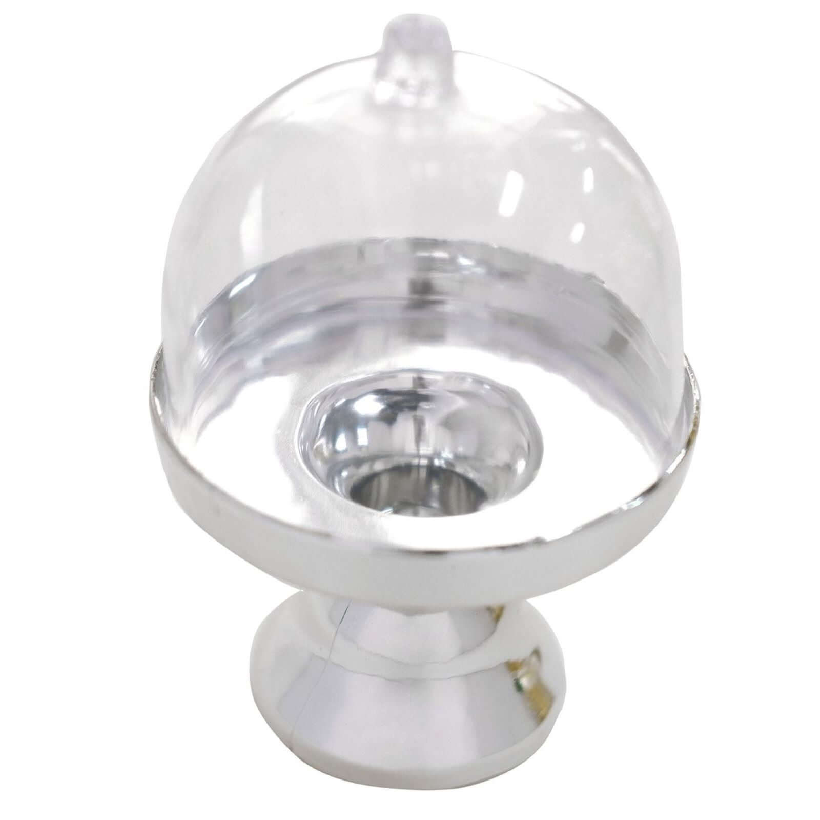 12-Pack Fillable Mini Pedestal Candy Container Clear/Silver - Decorative Candy Treat Favor Boxes with Dome Lid 4