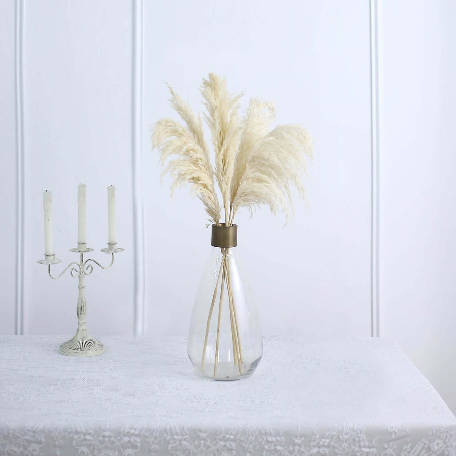 6 Stems Natural Dried Pampas Grass Decor Natural Tint - Versatile Plant Sprays for Boho Chic Vase Displays Backdrops & Event Styling 32