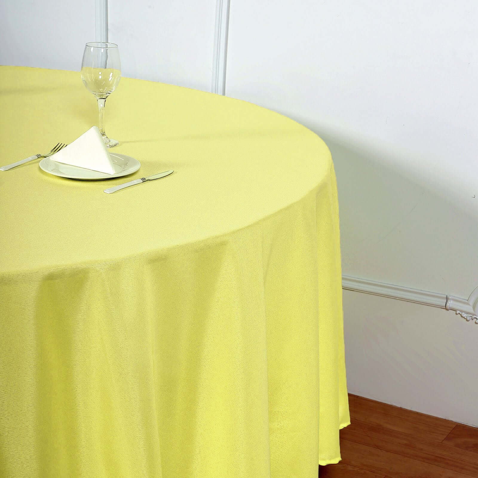 Polyester 108 Round Tablecloth Yellow - Wrinkle-Resistant Table Cover