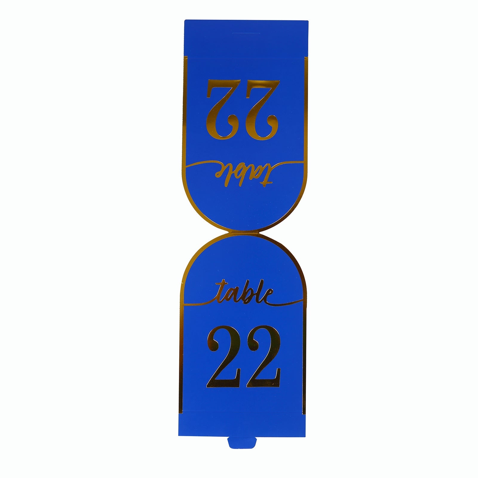 25-Pack Paper Wedding Table Numbers 1-25 Royal Blue Arch Cutout Design - Sleek & Modern Free Standing Double Sided Table Tent Cards with Metallic Gold Foil Numbers 7