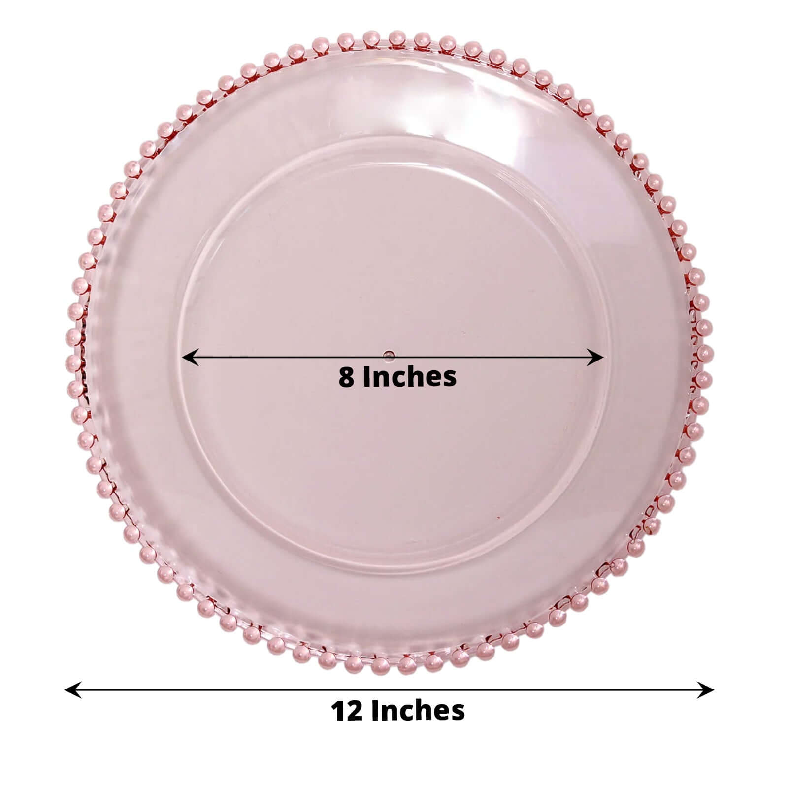 6-Pack Acrylic Round Charger Plates 13 in Transparent Blush with Beaded Rim, Decorative Dinner Party Serving Plates