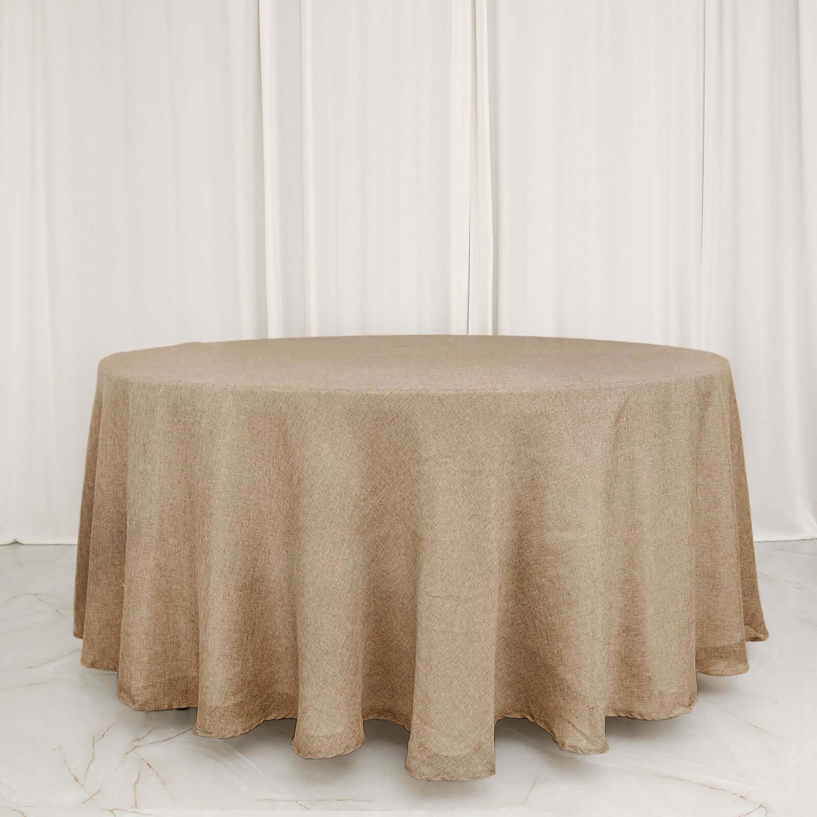 Faux Burlap Jute 120 Round Tablecloth Natural - Rustic Seamless Event Table Linen