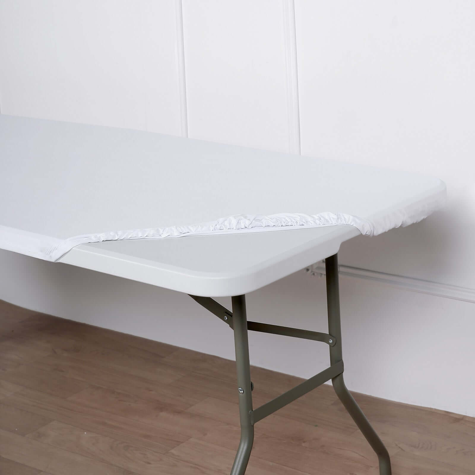 Spandex Rectangle 96x30 Tablecloth Top Cover White - Stretchy, Wrinkle Free & Fitted Table Topper