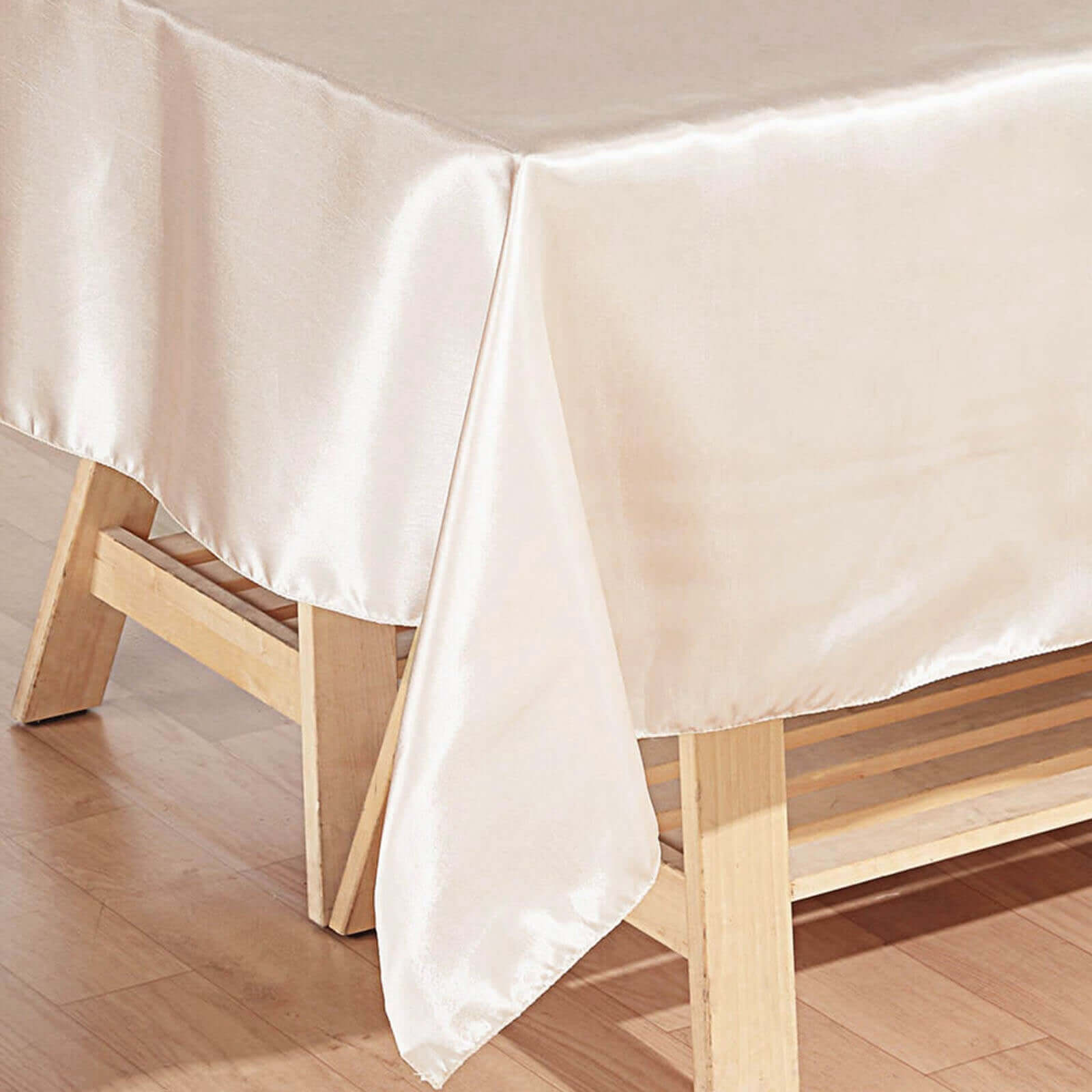 Satin Rectangular 60x102 Tablecloth Beige - Smooth and Lustrous Table Cover