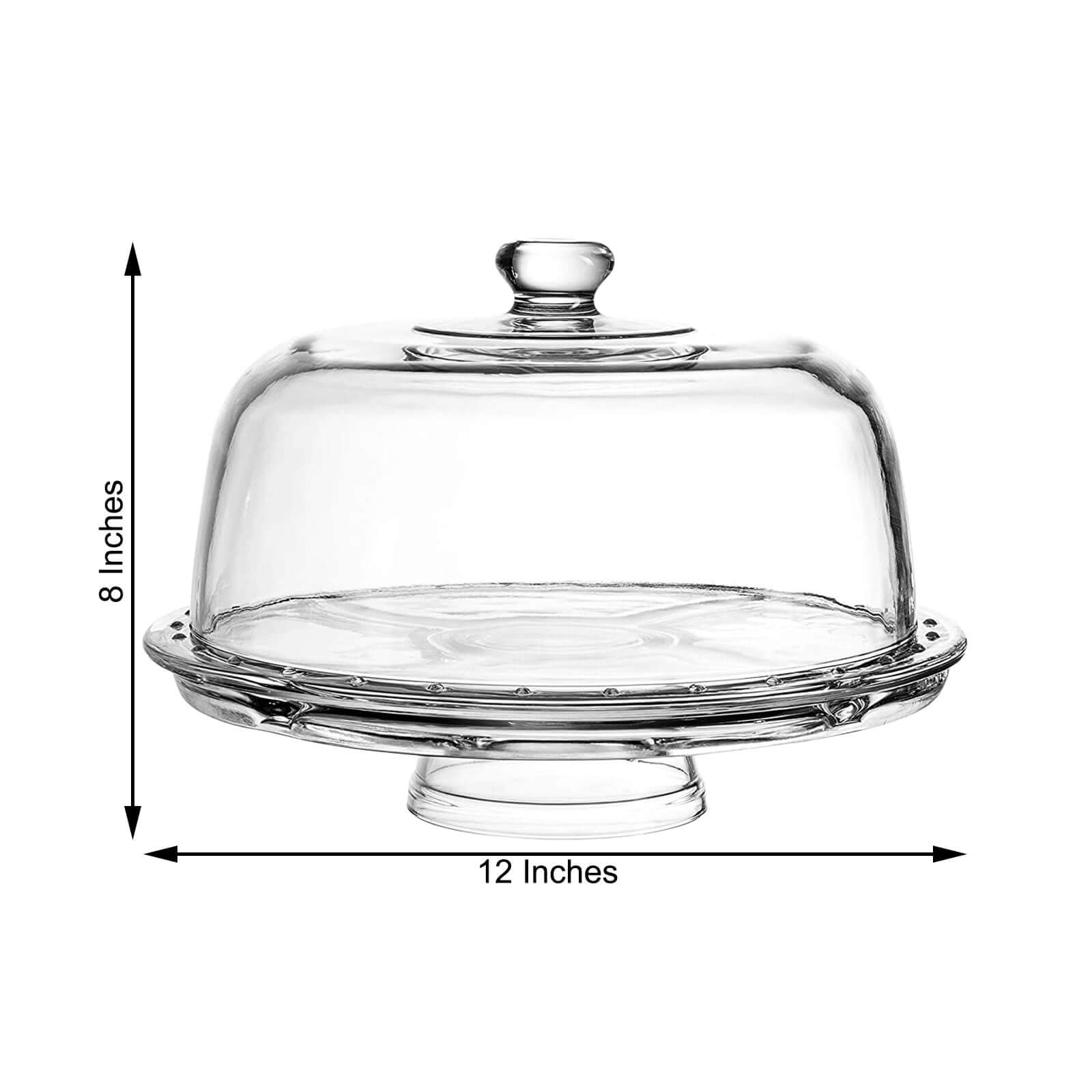 Acrylic Cake Stand with Dome Lid Clear - Multipurpose Reusable Serving Dish Platter Punch Bowl for Weddings Parties & Dessert Buffets 12