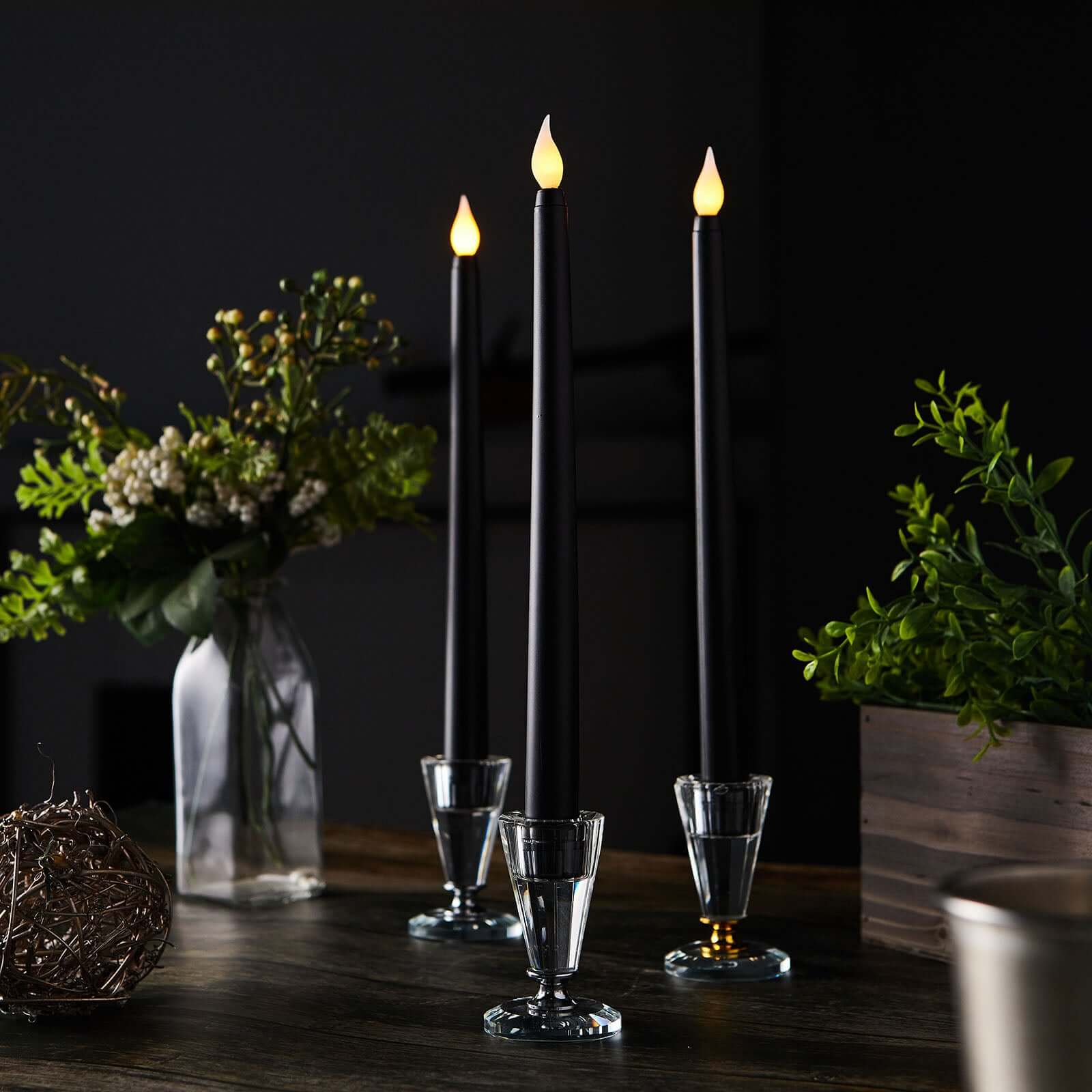 3-Pack LED Decorative Lighting Warm Flickering Black - Flameless Taper Candles 11