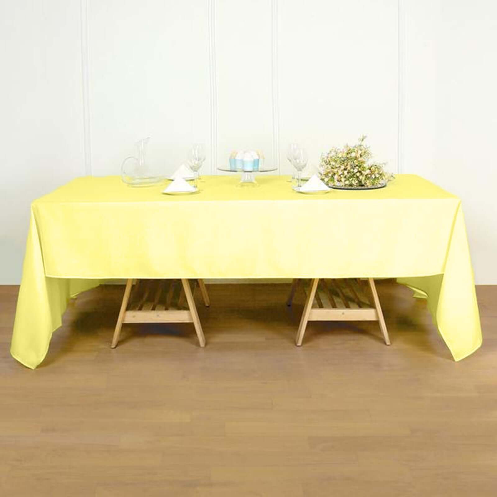 Polyester 60x126 Rectangle Tablecloth Yellow - Wrinkle-Resistant Table Cover