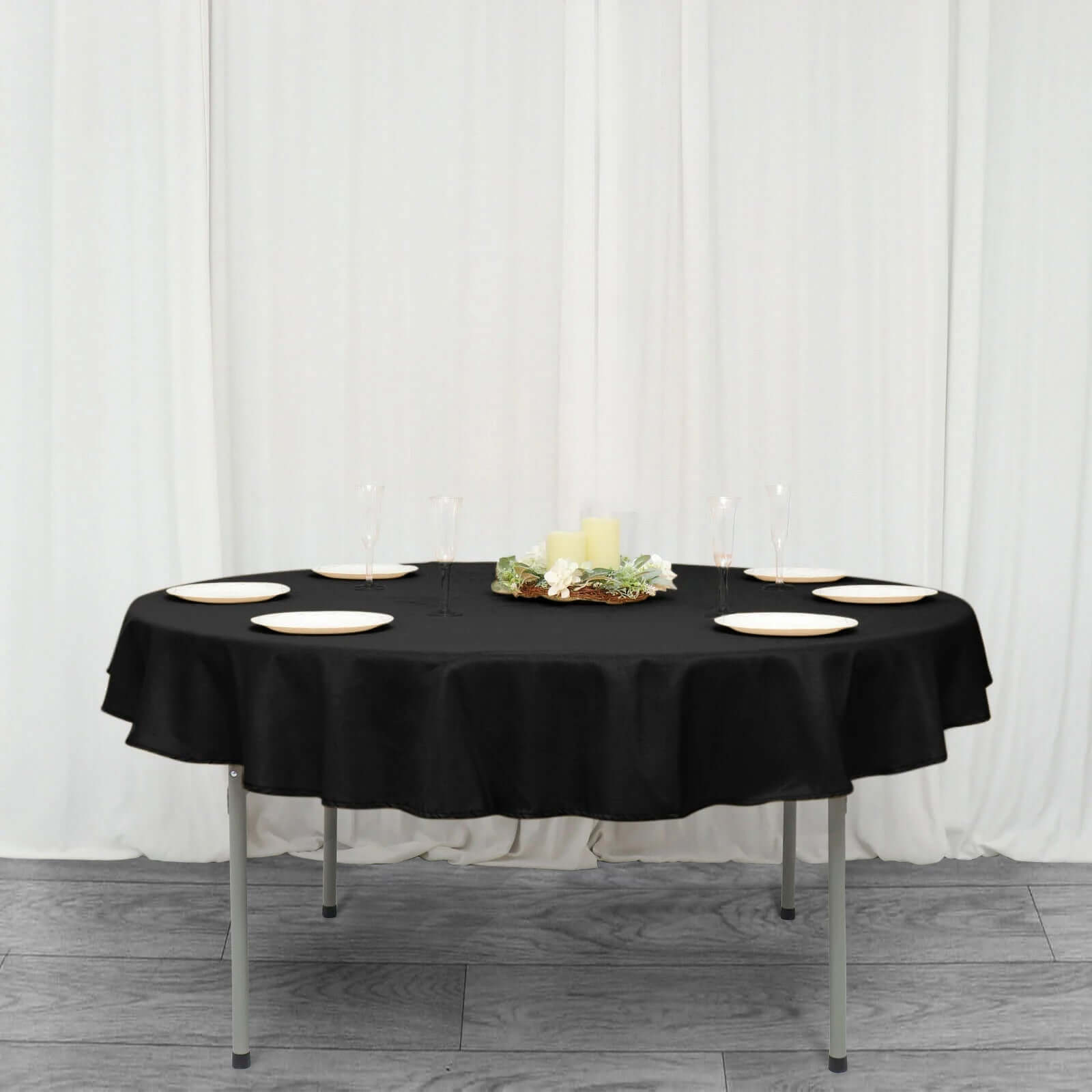 Premium Polyester 70 Round Tablecloth Black - Stain and Wrinkle-Resistant 220GSM Table Cover