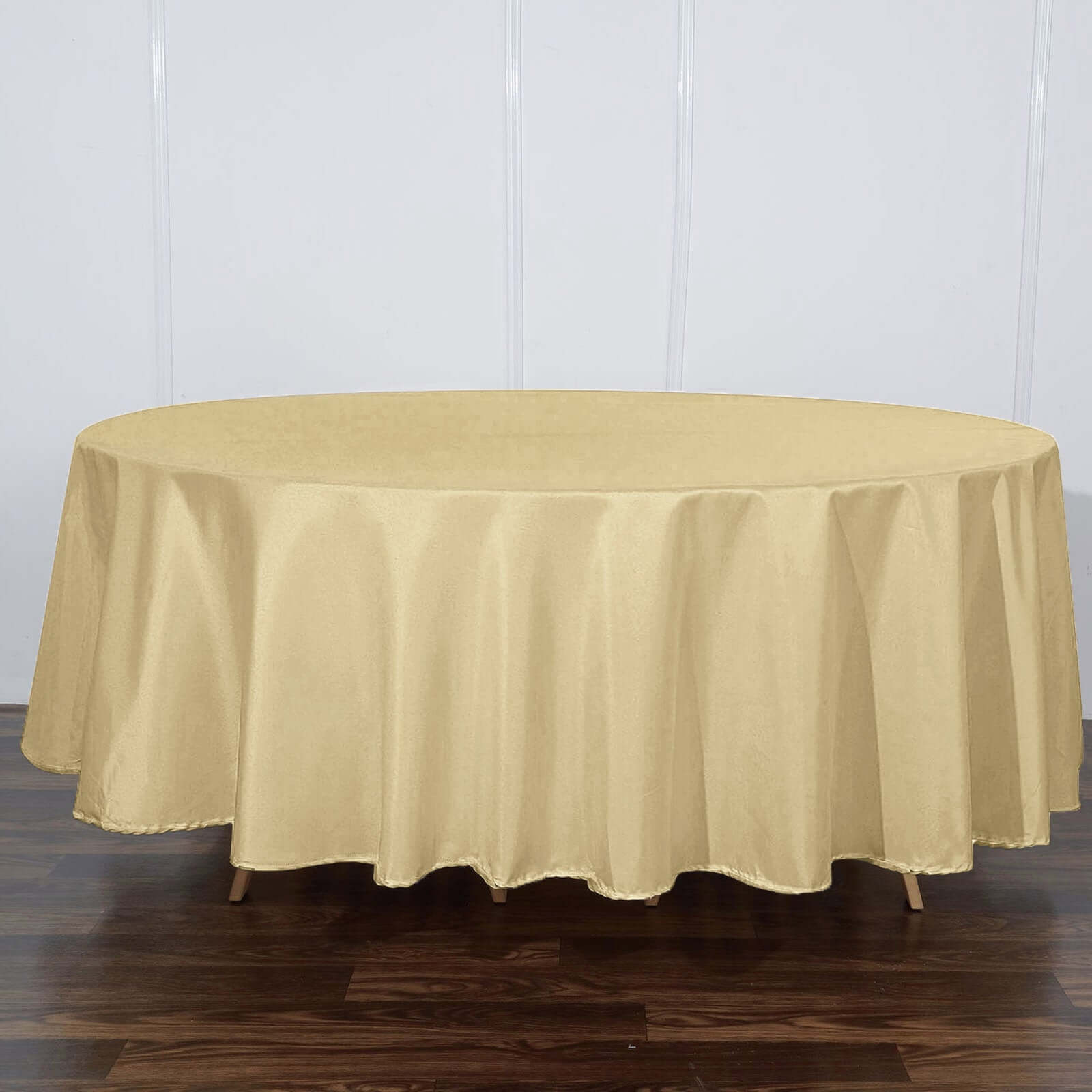 Polyester 108 Round Tablecloth Champagne - Wrinkle-Resistant Table Cover