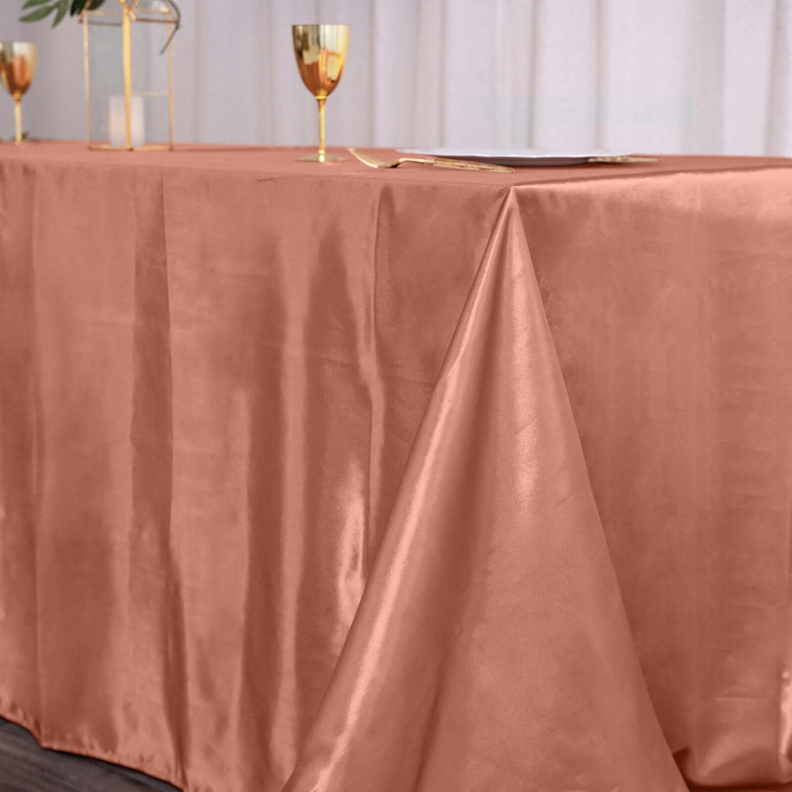 Satin Rectangular 90x156 Tablecloth Terracotta (Rust) - Seamless Table Cover