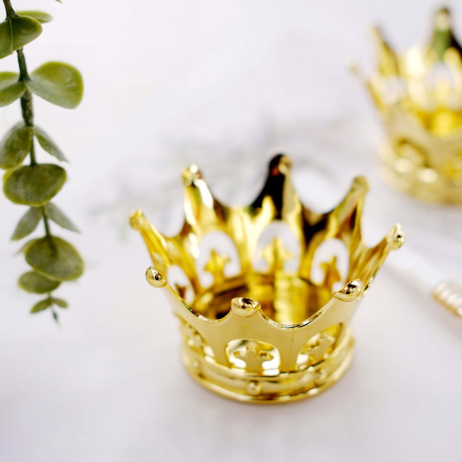 12-Pack Fillable Mini Crown Candy Container Gold - Regal Baby Shower Candy Treat Favor Containers 3