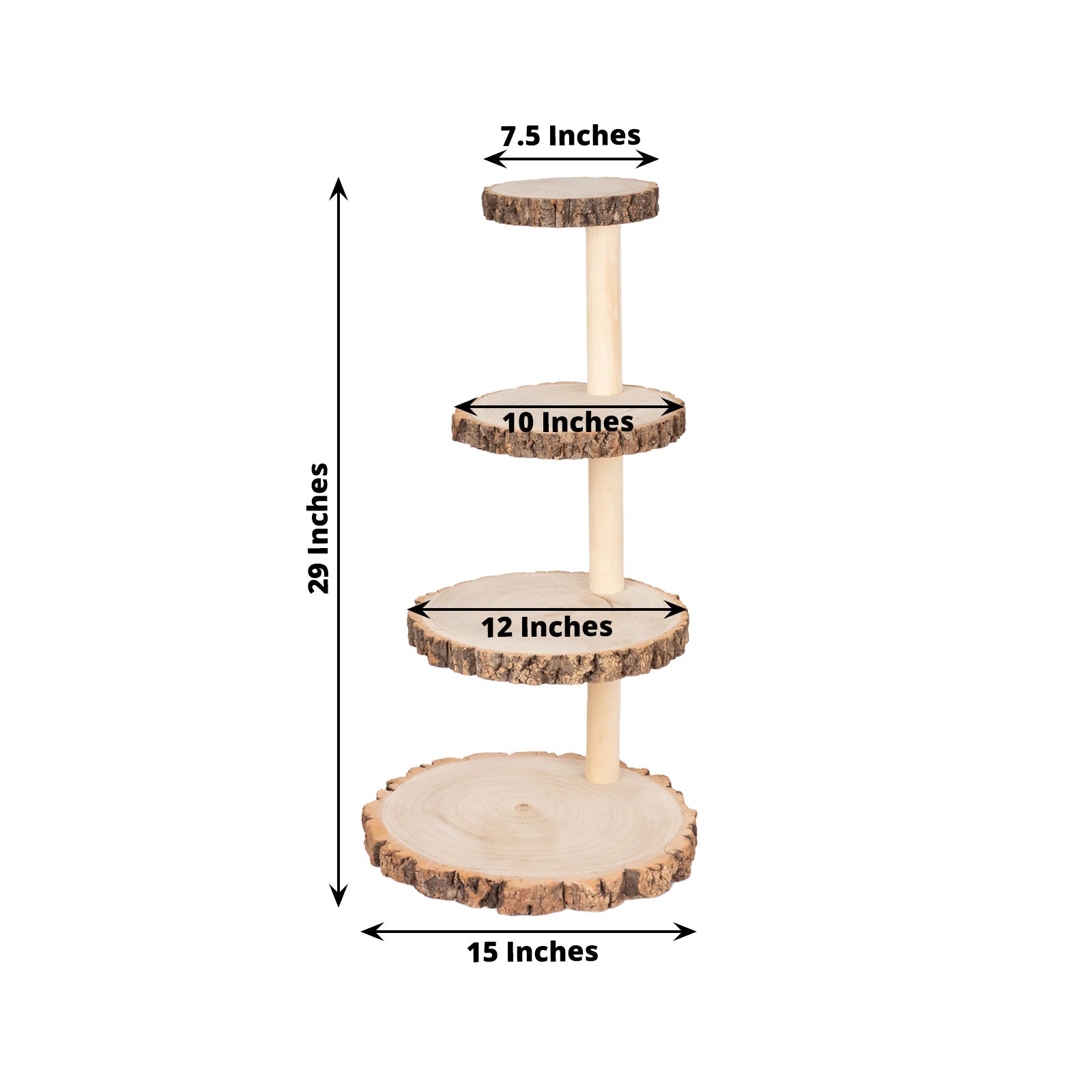 4-Tier Wooden Cupcake Tower Stand Rustic Natural Wood Slice Design - Farmhouse Style Dessert Display 29