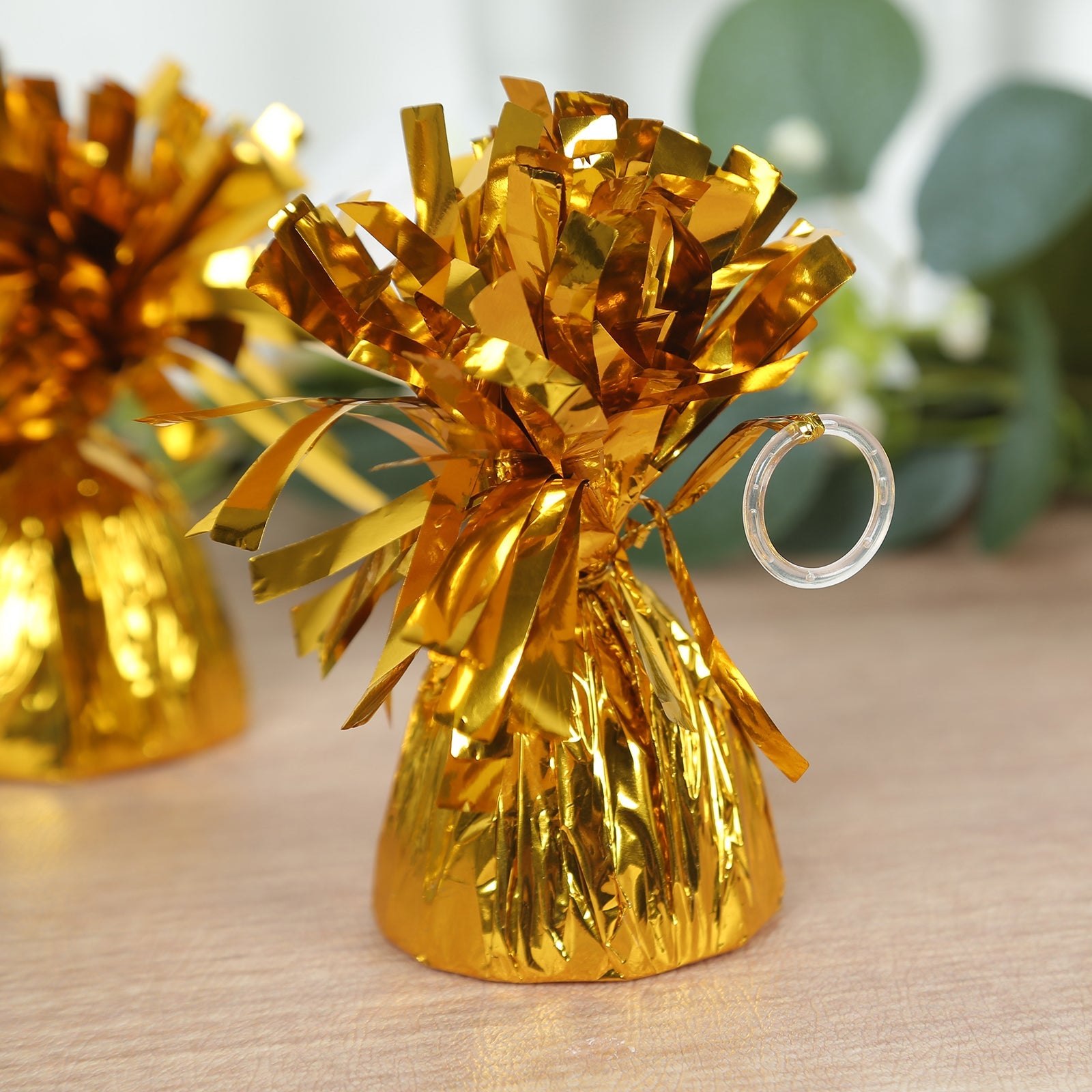 12 Pack 5 Metallic Gold Foil Tassel Top Party Balloon Weights, 5.5oz