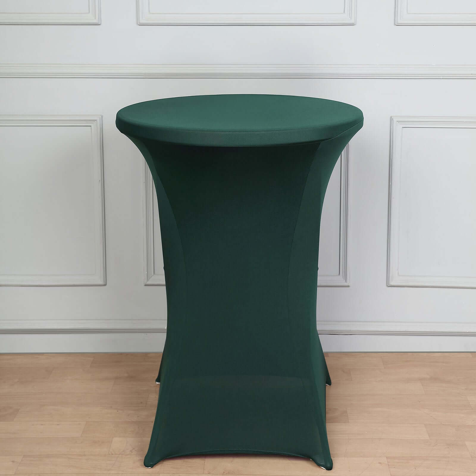 Spandex 24-32 Round Cocktail Table Cover Hunter Emerald Green - Easy to Maintain Stretch Fitted Highboy Tablecloth