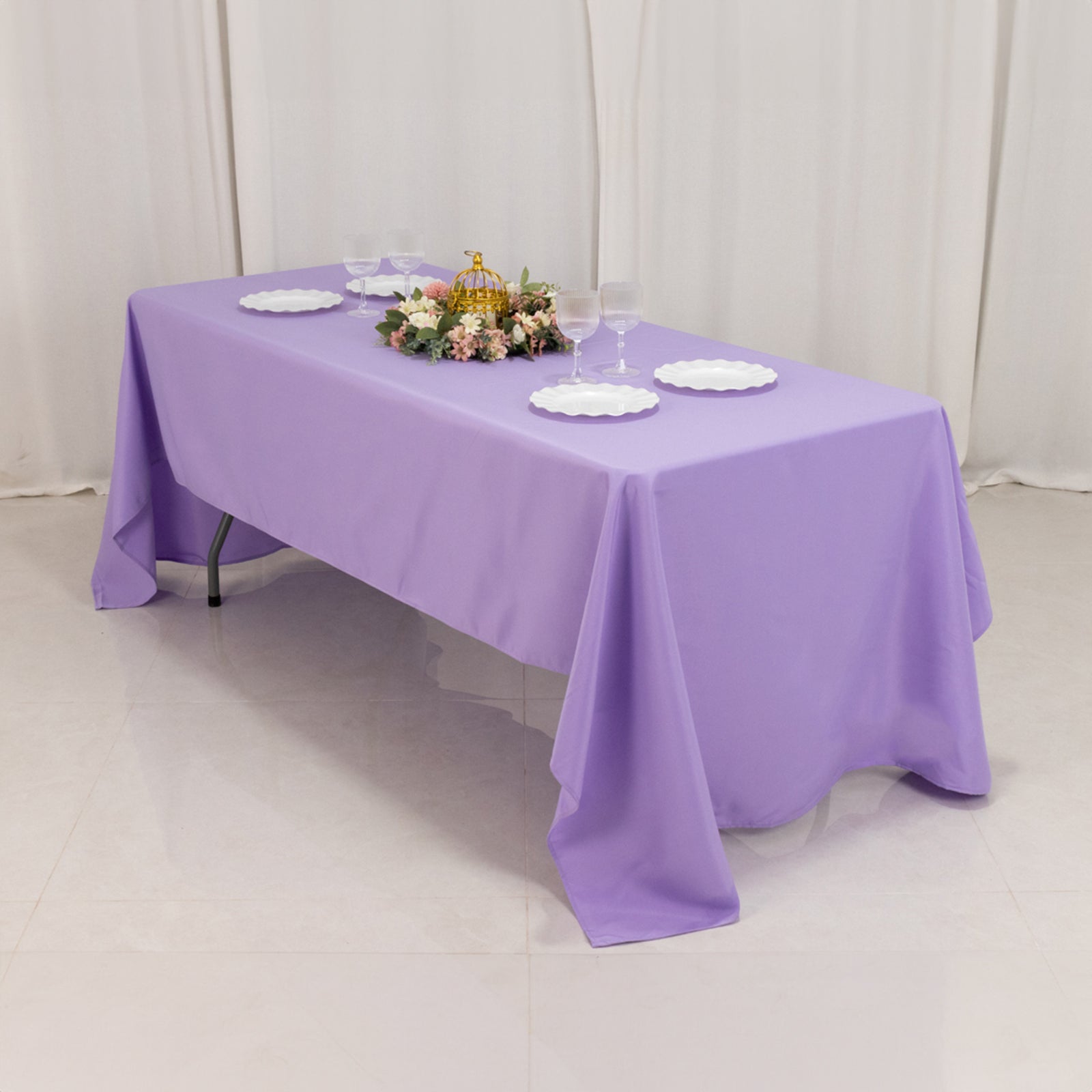 Premium Polyester 60x126 Rectangle Tablecloth Lavender Lilac - Stain-Resistant 220GSM Finish Table Cover
