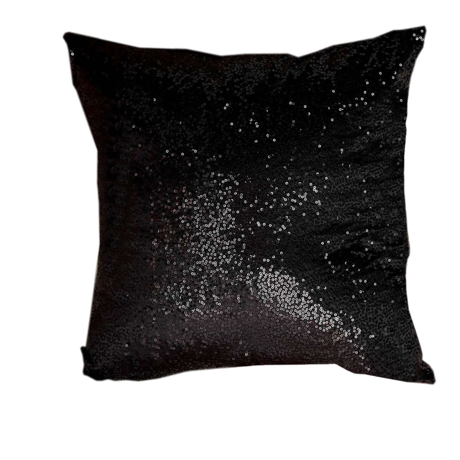 2 Pack 18x18 Sequin Throw Pillow Cover, Decorative Cushion Case - Square Black Sequin