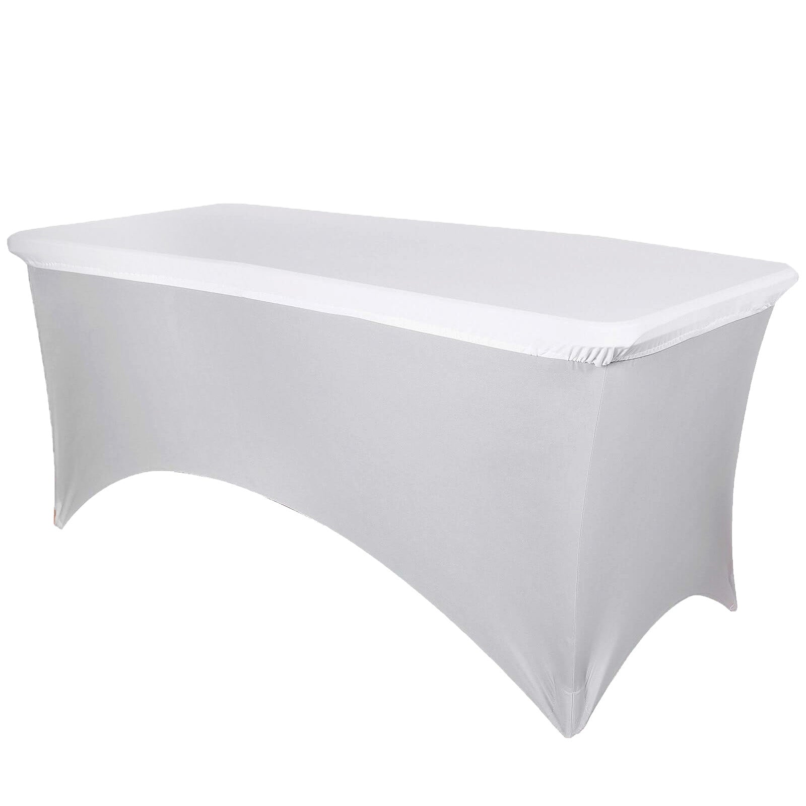 Stretch Spandex 72x30 Rectangle Tablecloth Top Cover White - Sleek & Durable Fitted Table Topper Cap