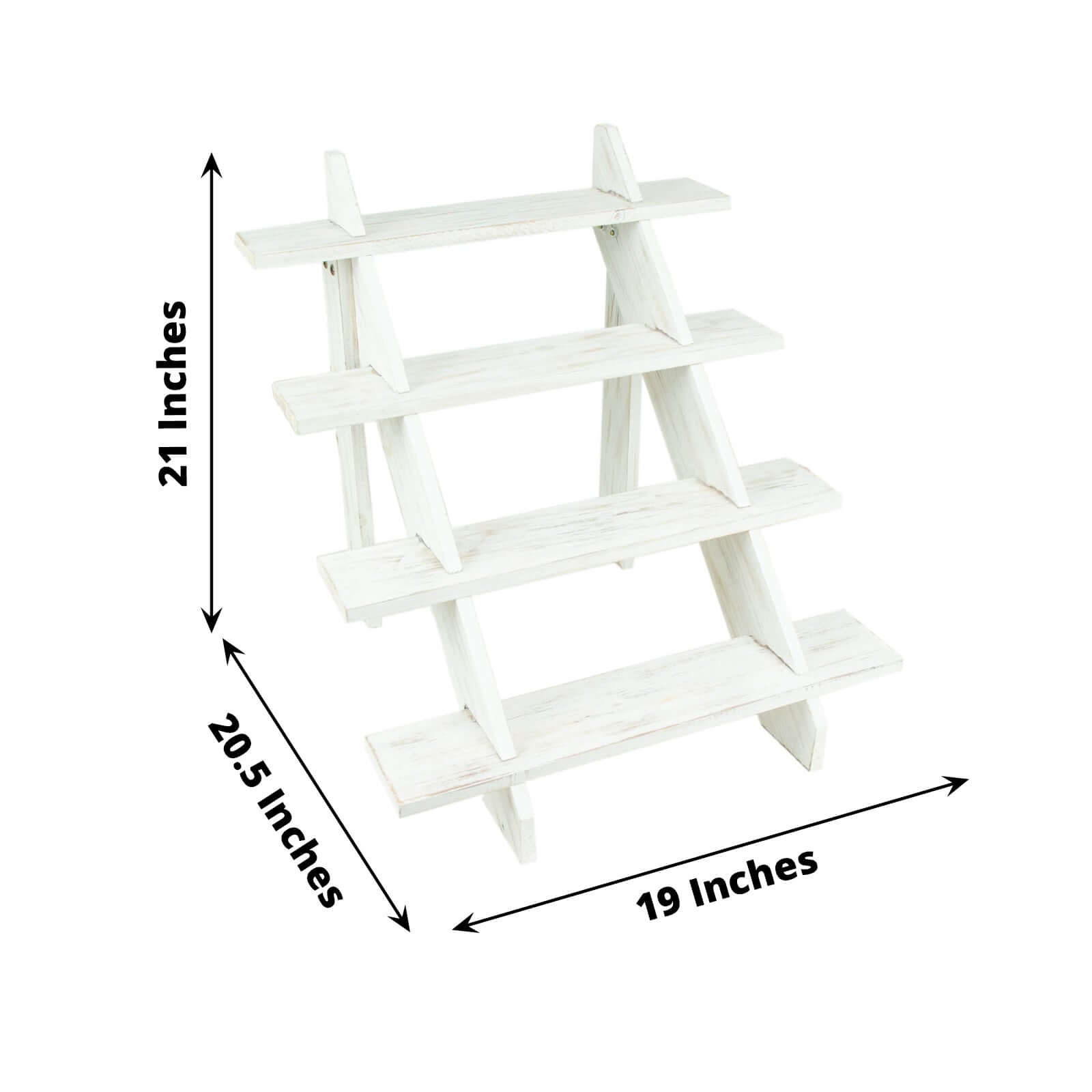 4-Tier Wooden Ladder Shelf Whitewashed Rustic Design - Cascading Stair Step Dessert Display Cupcake Holder 21