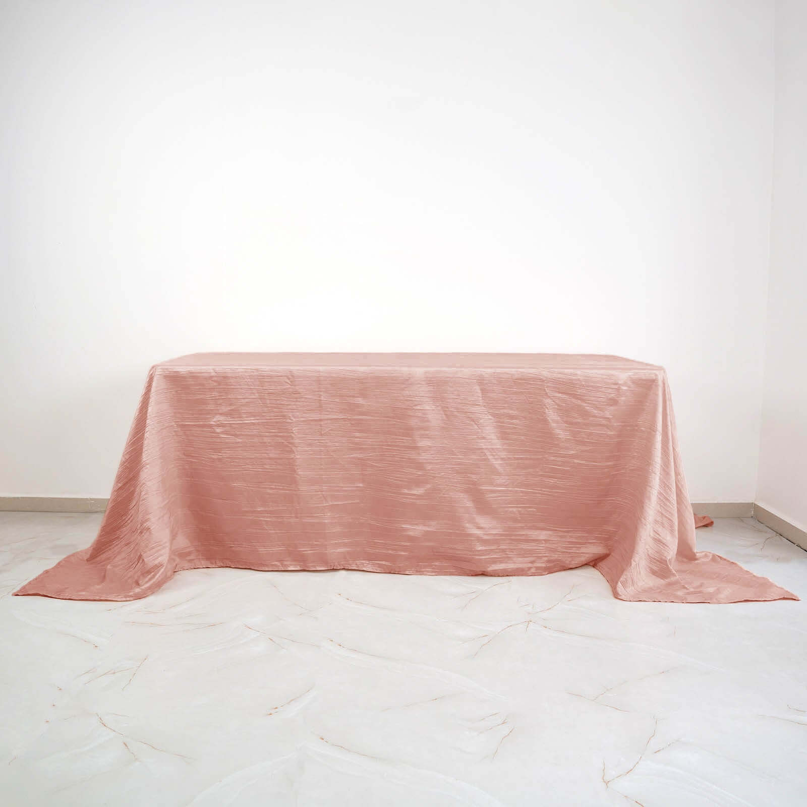 Taffeta 90x132 Rectangle Tablecloth Dusty Rose - Seamless Accordion Crinkle Table Cover