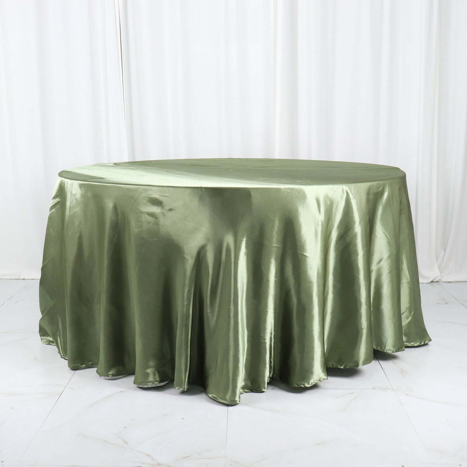 Satin 120 Round Tablecloth Dusty Sage Green - Stylish Seamless Table Cover