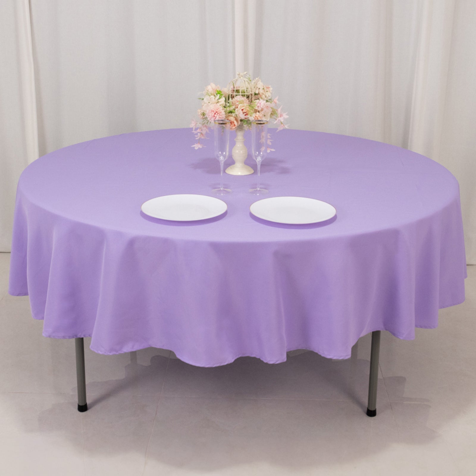 Premium Polyester 90 Round Tablecloth Lavender Lilac - Stain and Wrinkle-Resistant Design with 220GSM Thickness Table Cover