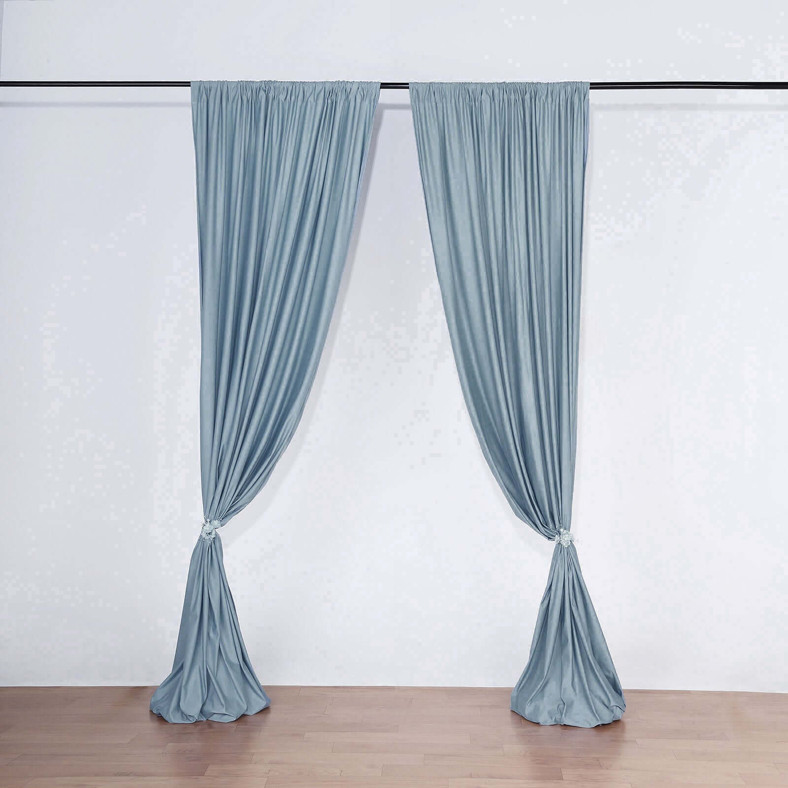 2 Pack Dusty Blue Scuba Polyester Event Curtain Drapes, Durable Flame Resistant Backdrop Event Panels Wrinkle Free with Rod Pockets - 10ftx10ft