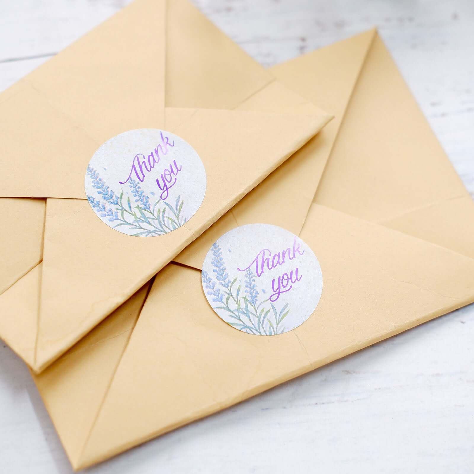 500Pcs 1.5 Thank You Purple Lavender Print Stickers Roll, Labels For DIY Envelope Seals - Round