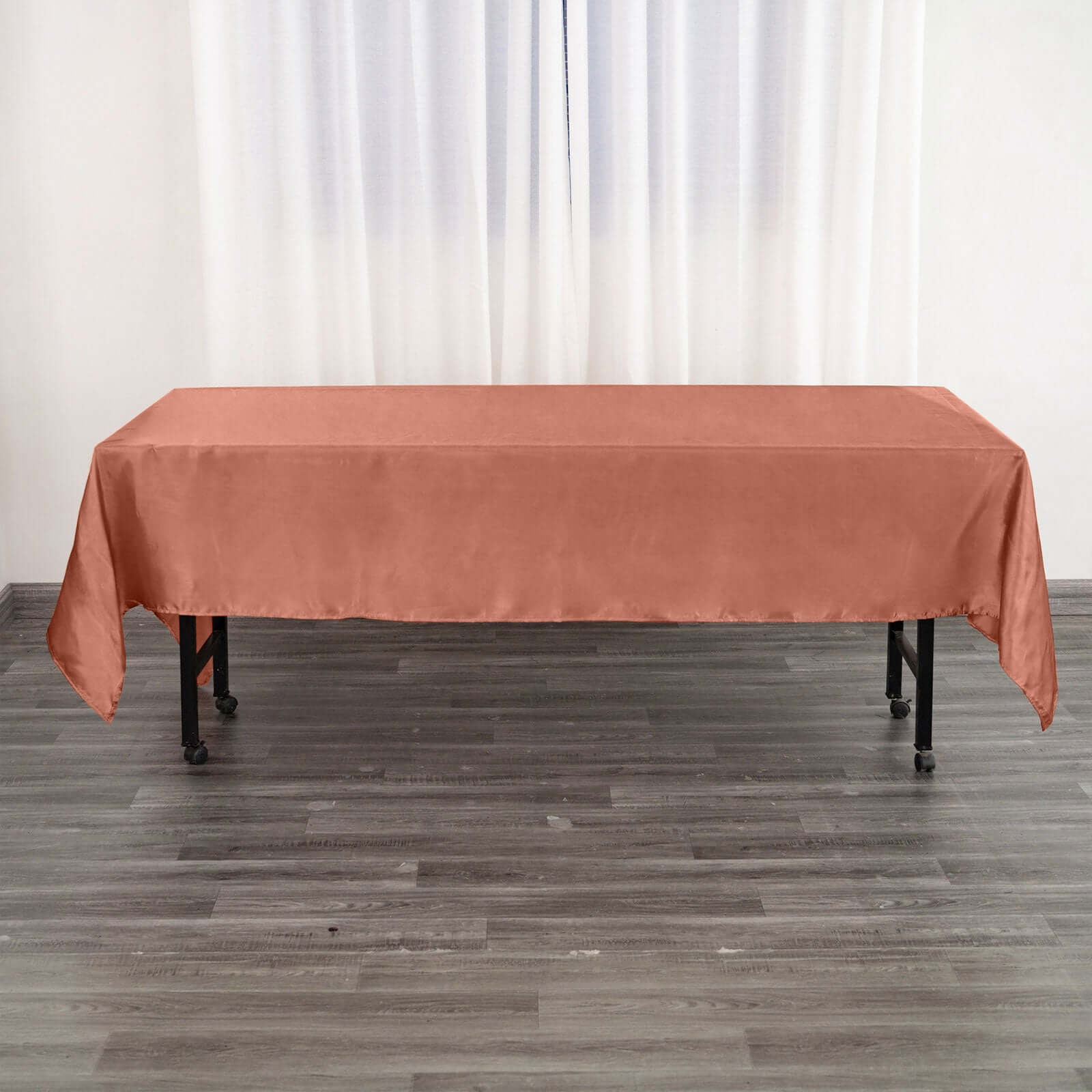 Satin Rectangular 60x102 Tablecloth Terracotta (Rust) - Smooth and Lustrous Table Cover