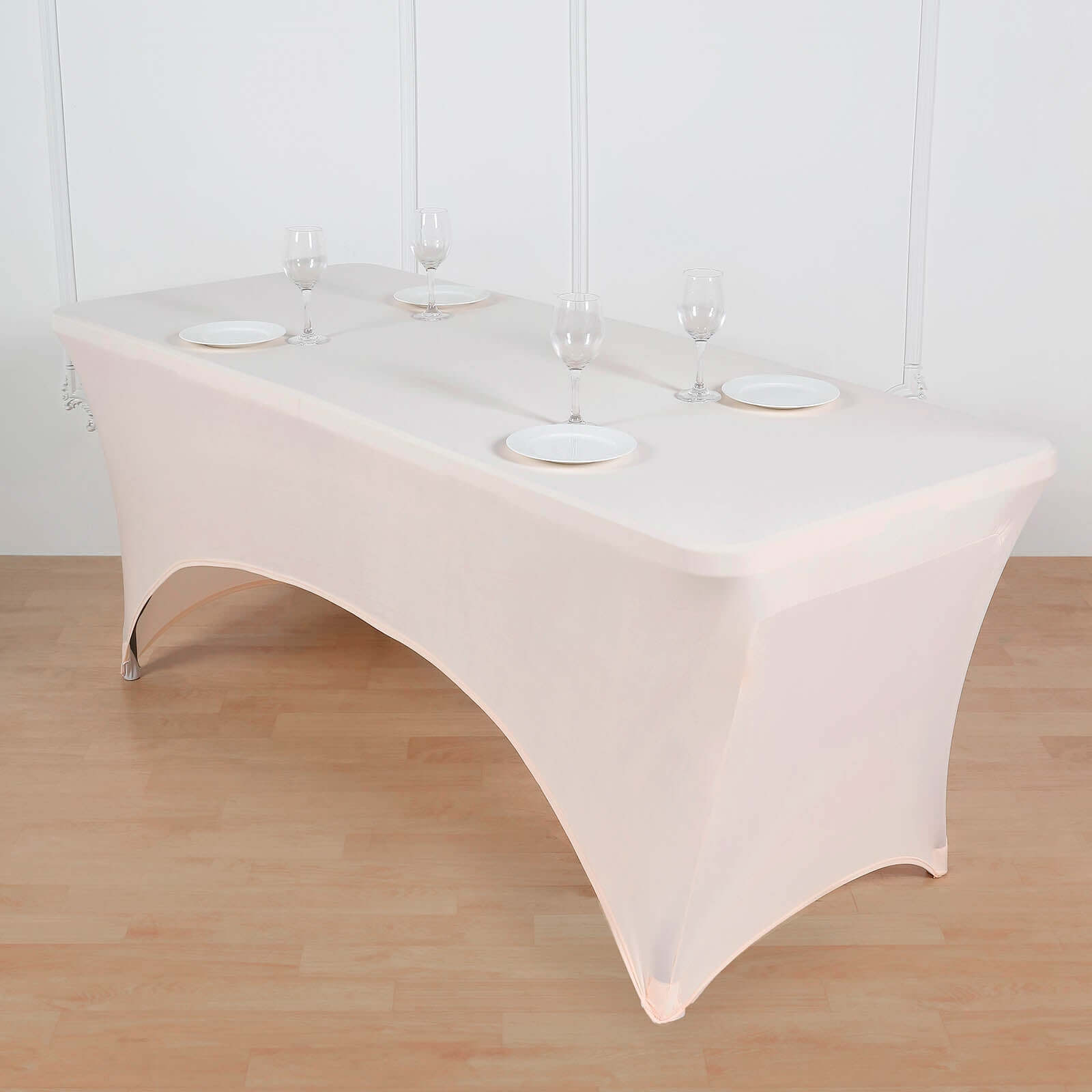 Stretch Spandex 6ft Rectangle Tablecloth Blush - Durable Form-Fitting Table Cover for Events & Presentations