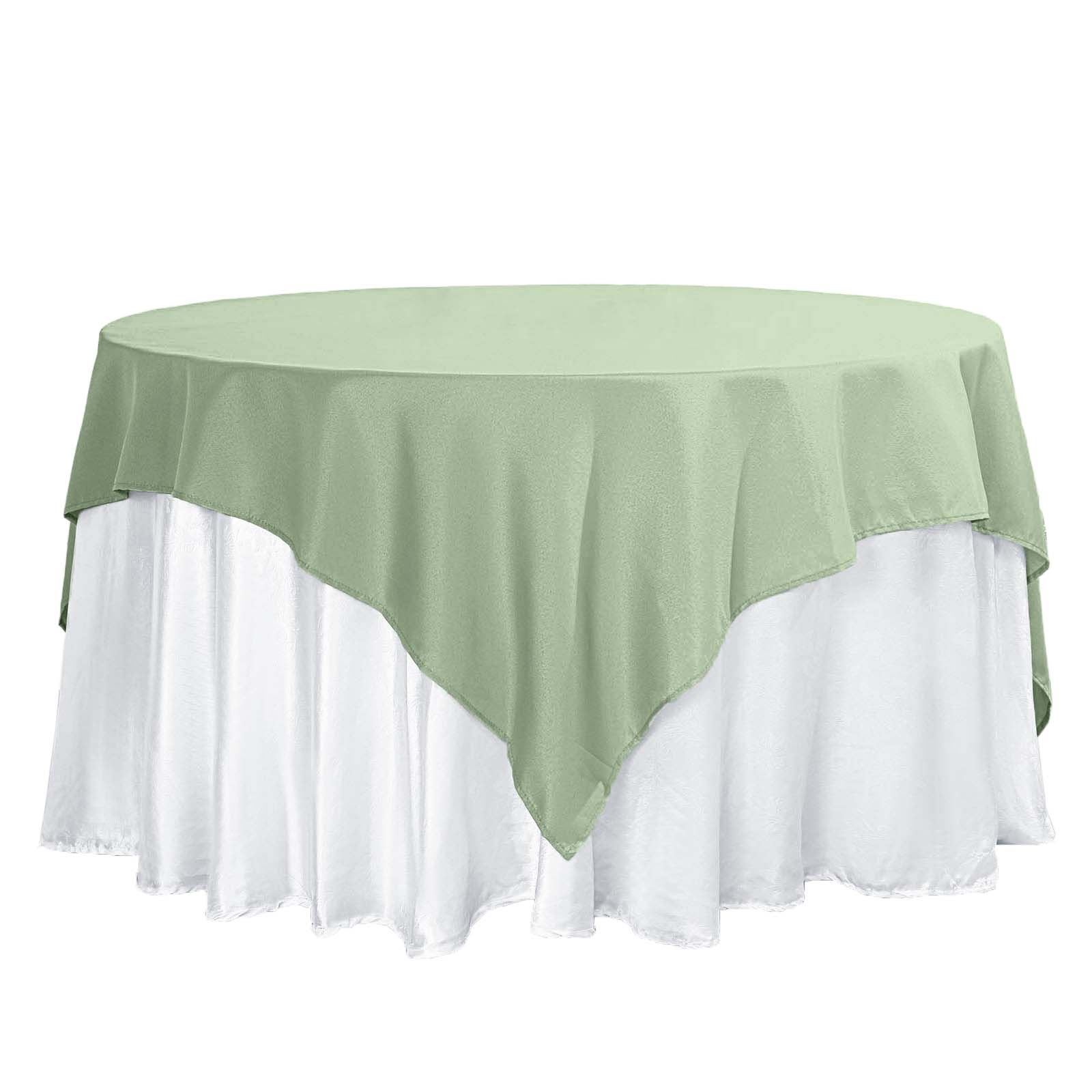 Polyester 70x70 Table Overlay Square Tablecloth Sage Green - Wrinkle-Resistant & Durable Table Cover