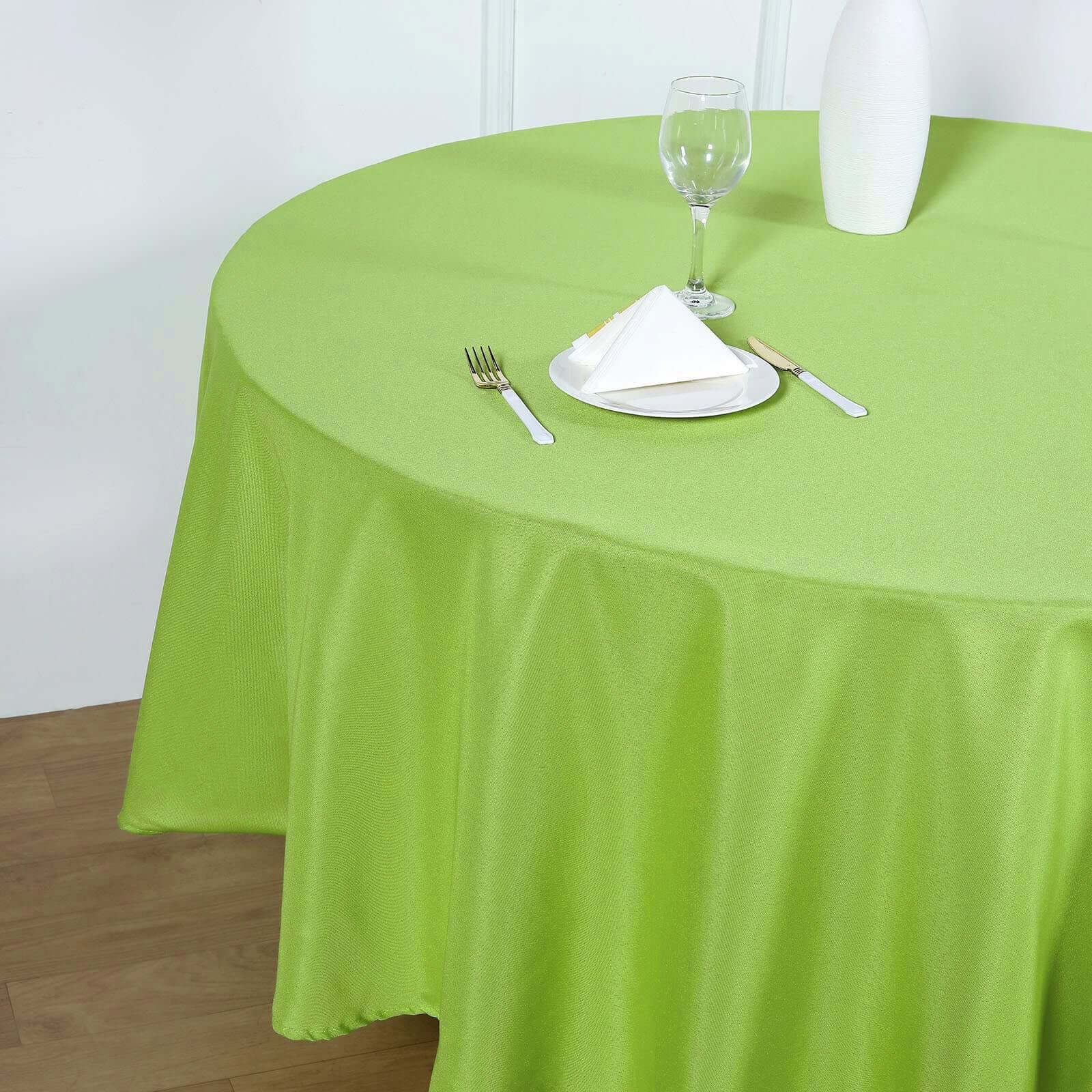 Polyester 90 Round Tablecloth Apple Green - Stain & Wrinkle-Resistant Table Cover