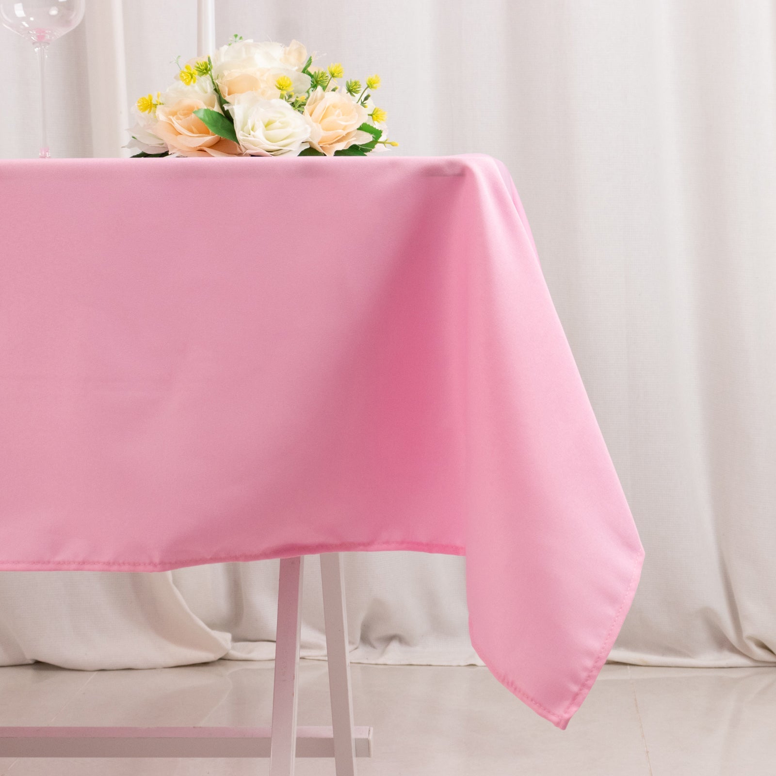 Premium Polyester 54x54 Square Tablecloth Pink - Stain and Wrinkle-Resistant 220GSM Table Cover