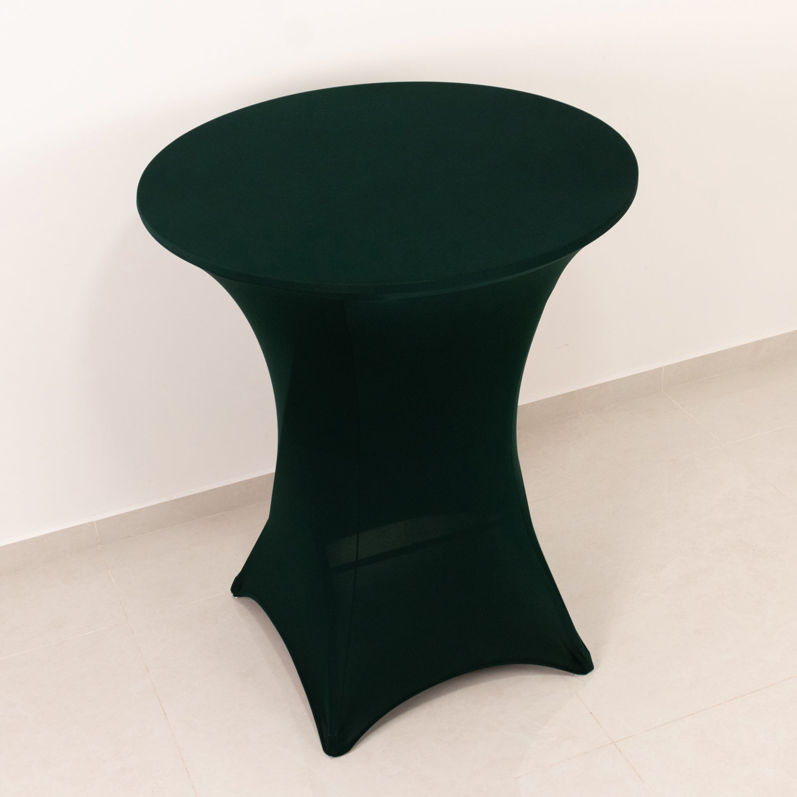 Spandex 33-36 Round Cocktail Table Cover Hunter Emerald Green - Easy to Maintain Stretch Fitted Highboy Tablecloth