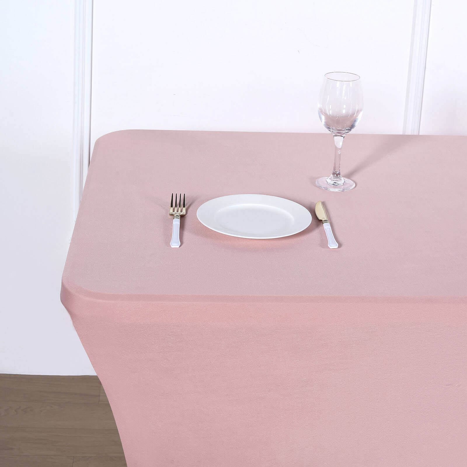 Stretch Spandex 96x30 Rectangle Table Cover Dusty Rose - Durable Form-Fitting Tablecloth