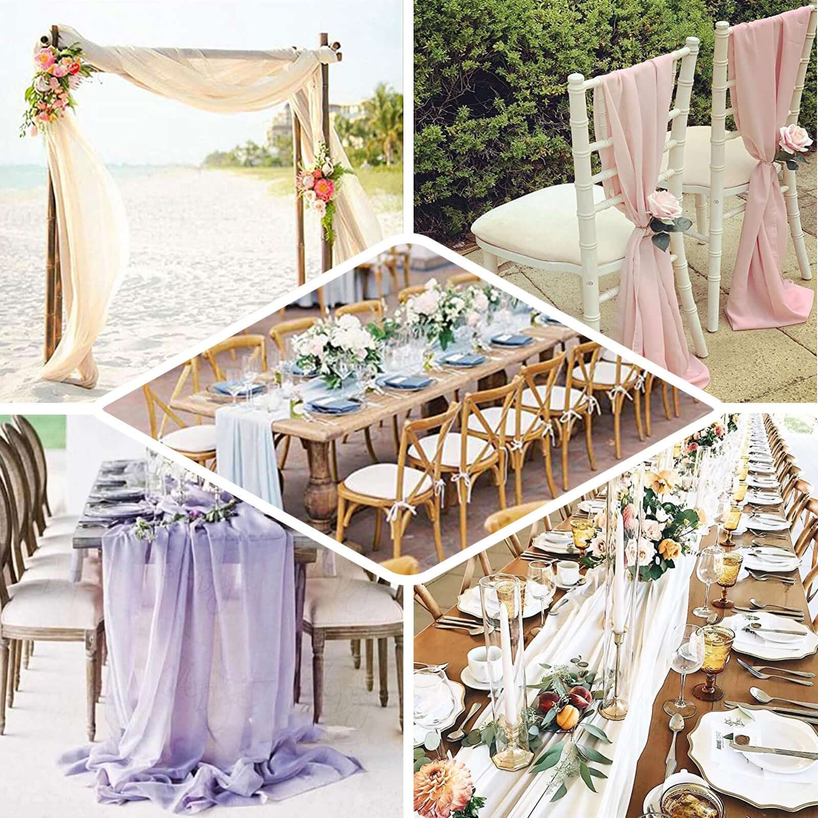Premium Chiffon 6ft Table Runner Mauve/Cinnamon Rose - Flowy & Lightweight Table Decor
