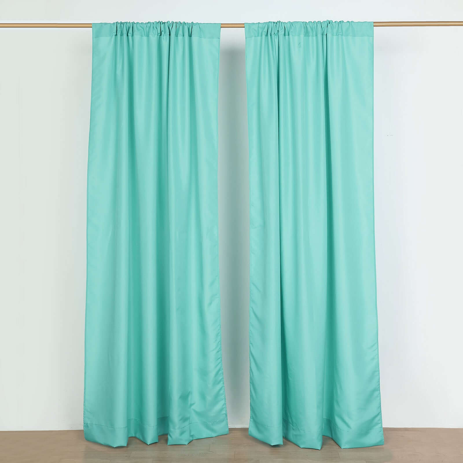 2 Pack Turquoise Polyester Event Curtain Drapes, 10ftx8ft Backdrop Event Panels With Rod Pockets 130 GSM