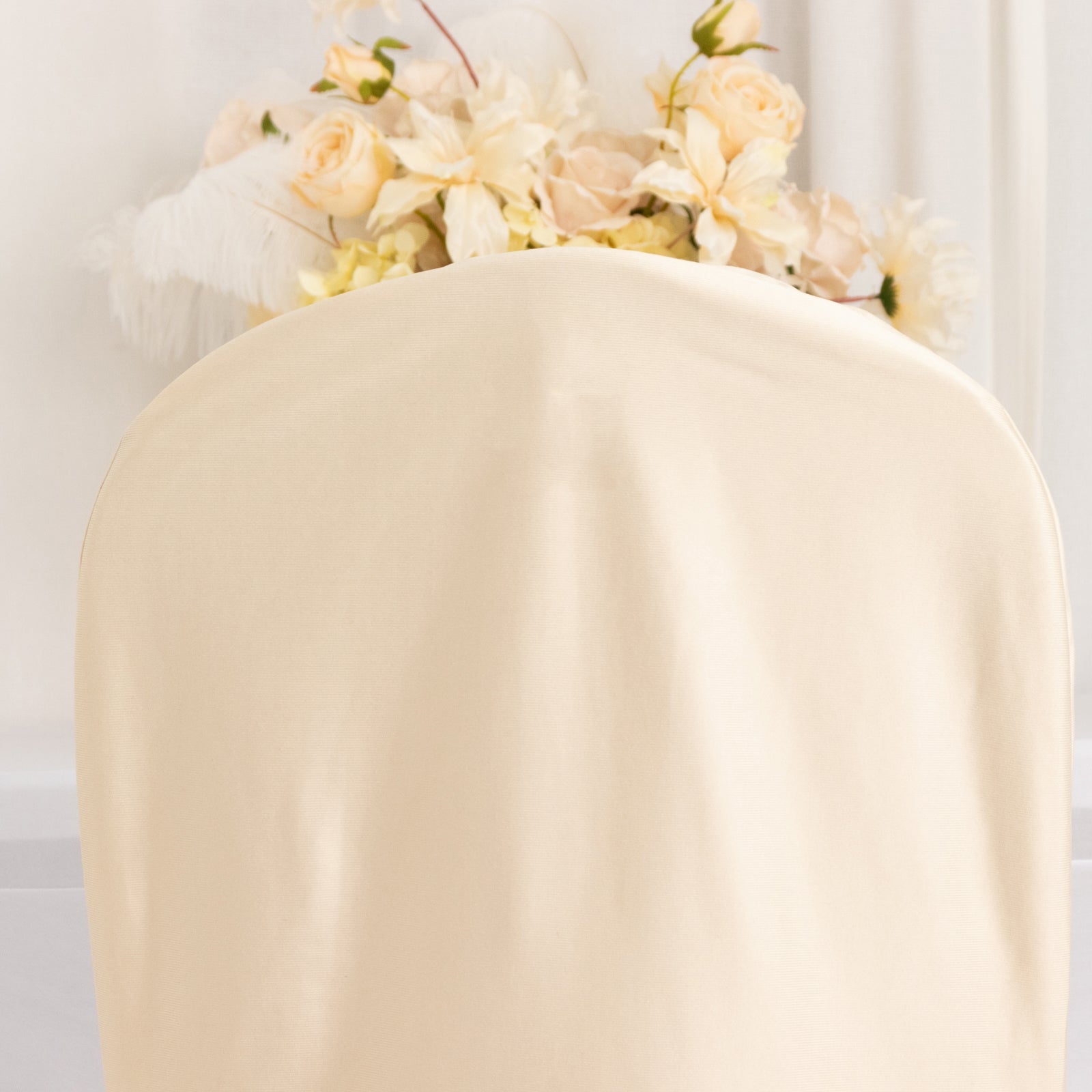 Scuba Stretch Chair Cover Beige for Banquet Chairs Slim Fit Design - Wrinkle Free and Durable Slipcover