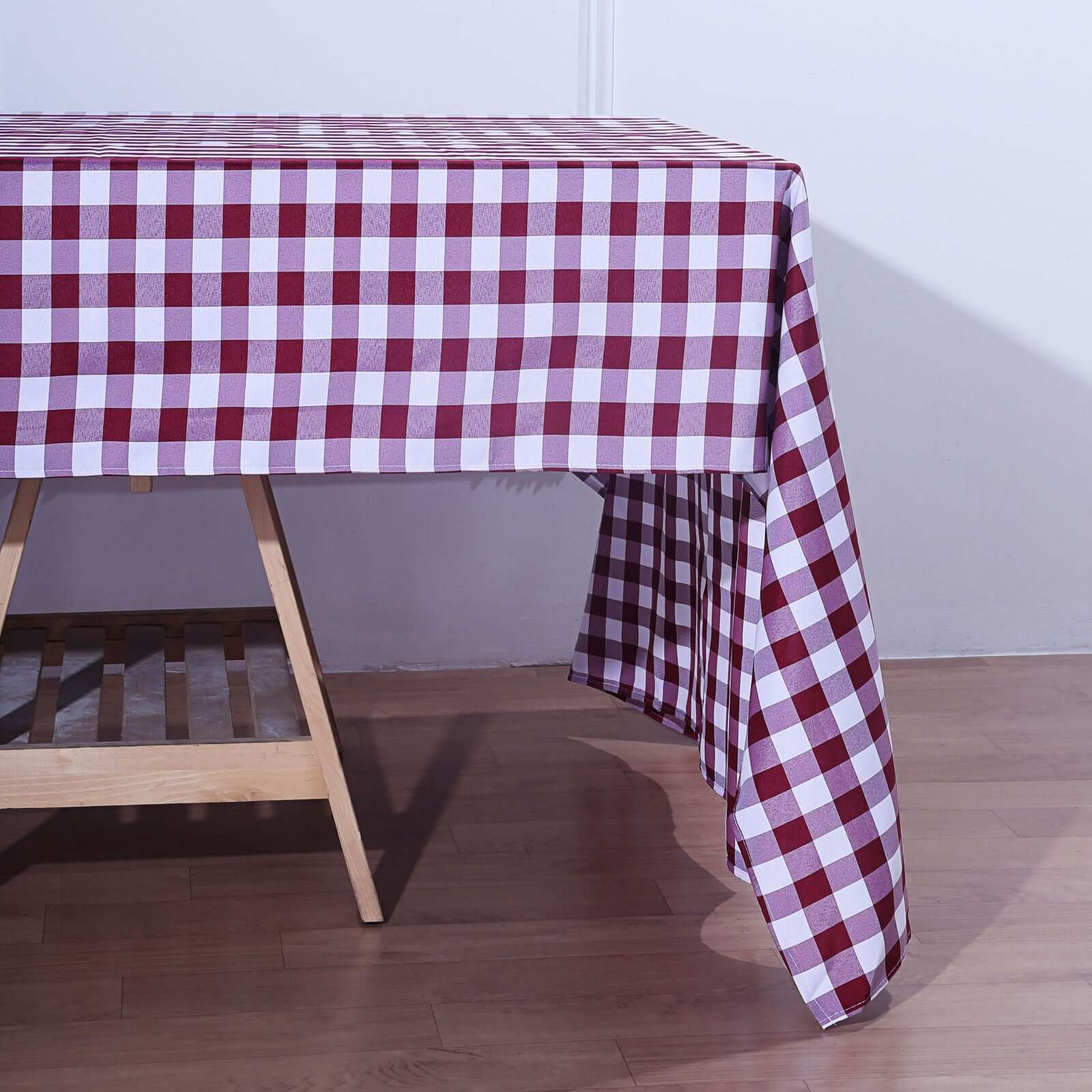 Polyester 60x126 Rectangle Tablecloth White/Burgundy - Buffalo Plaid Checkered Table Cover