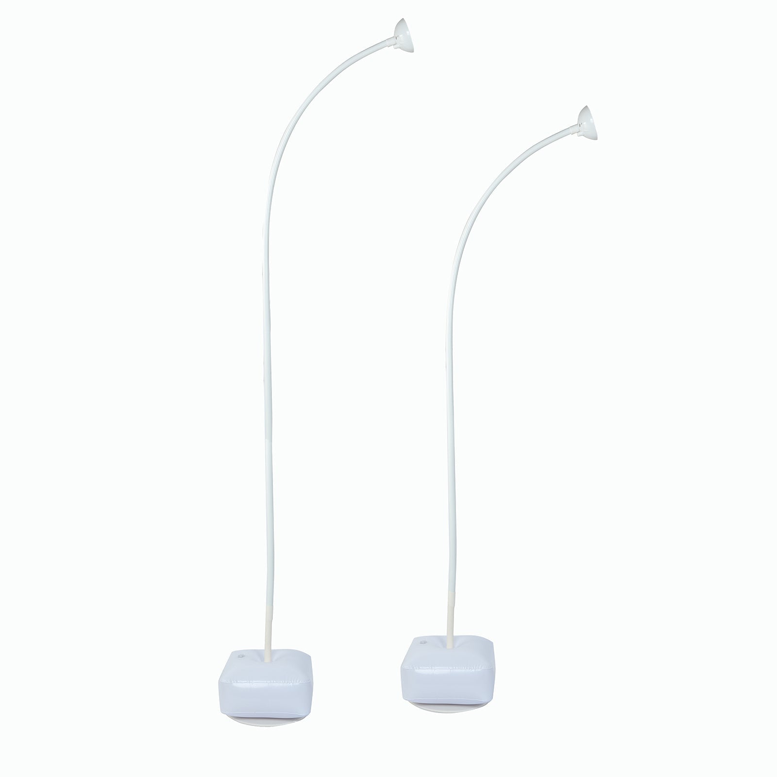 Set of 2 Free Bending White Balloon Column Stand Kit, Half Arch Balloon Tower Stands with Water Fillable Base, Hand Air Pump and Clips - 8ft,5ft