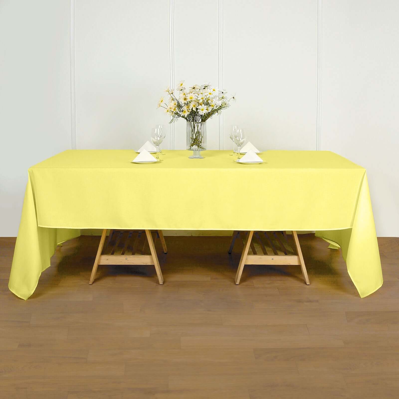 Polyester 60x126 Rectangle Tablecloth Yellow - Wrinkle-Resistant Table Cover