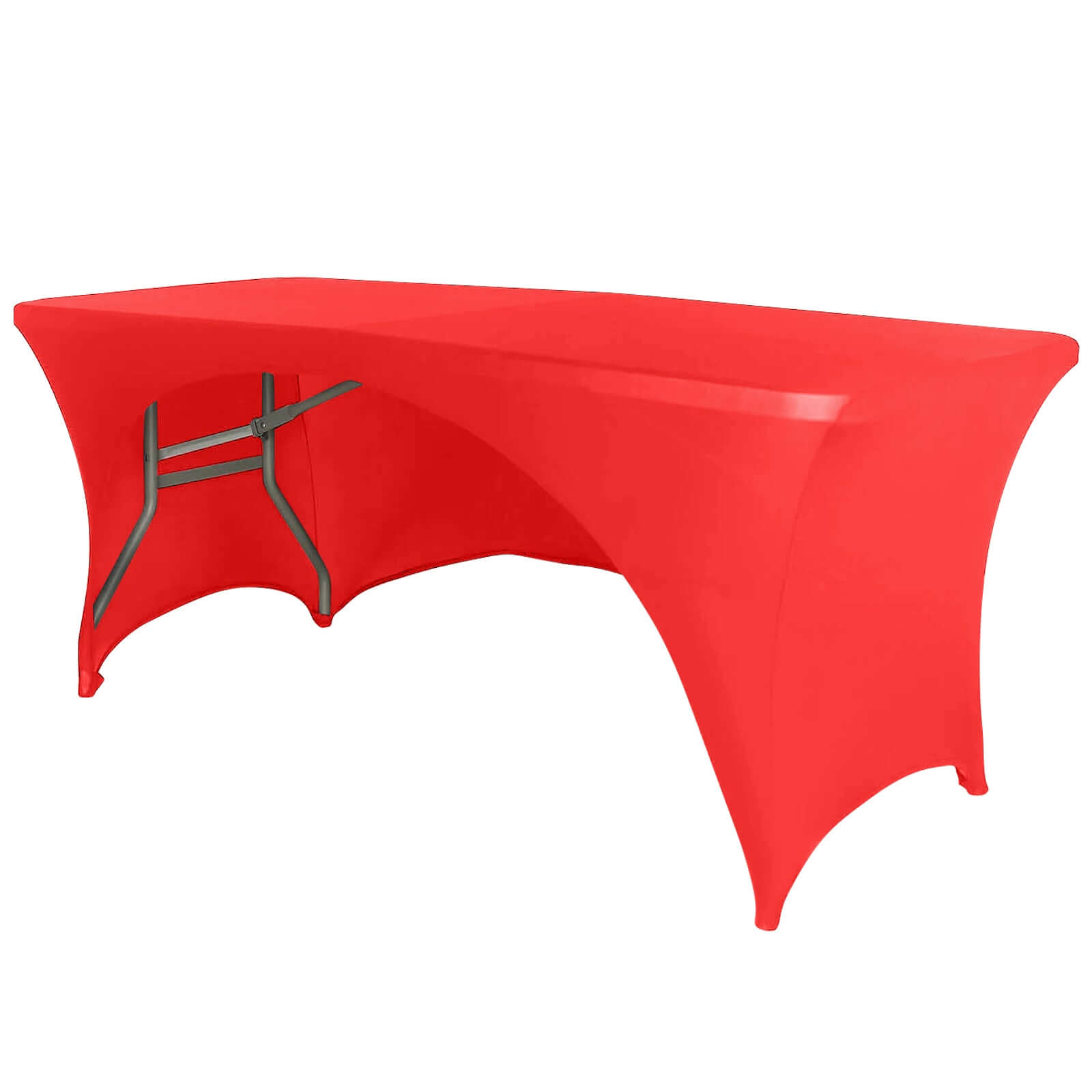 Stretch Spandex 72x30 Rectangular Table Cover Red with Curved Open Back Design Tailored Professional Look