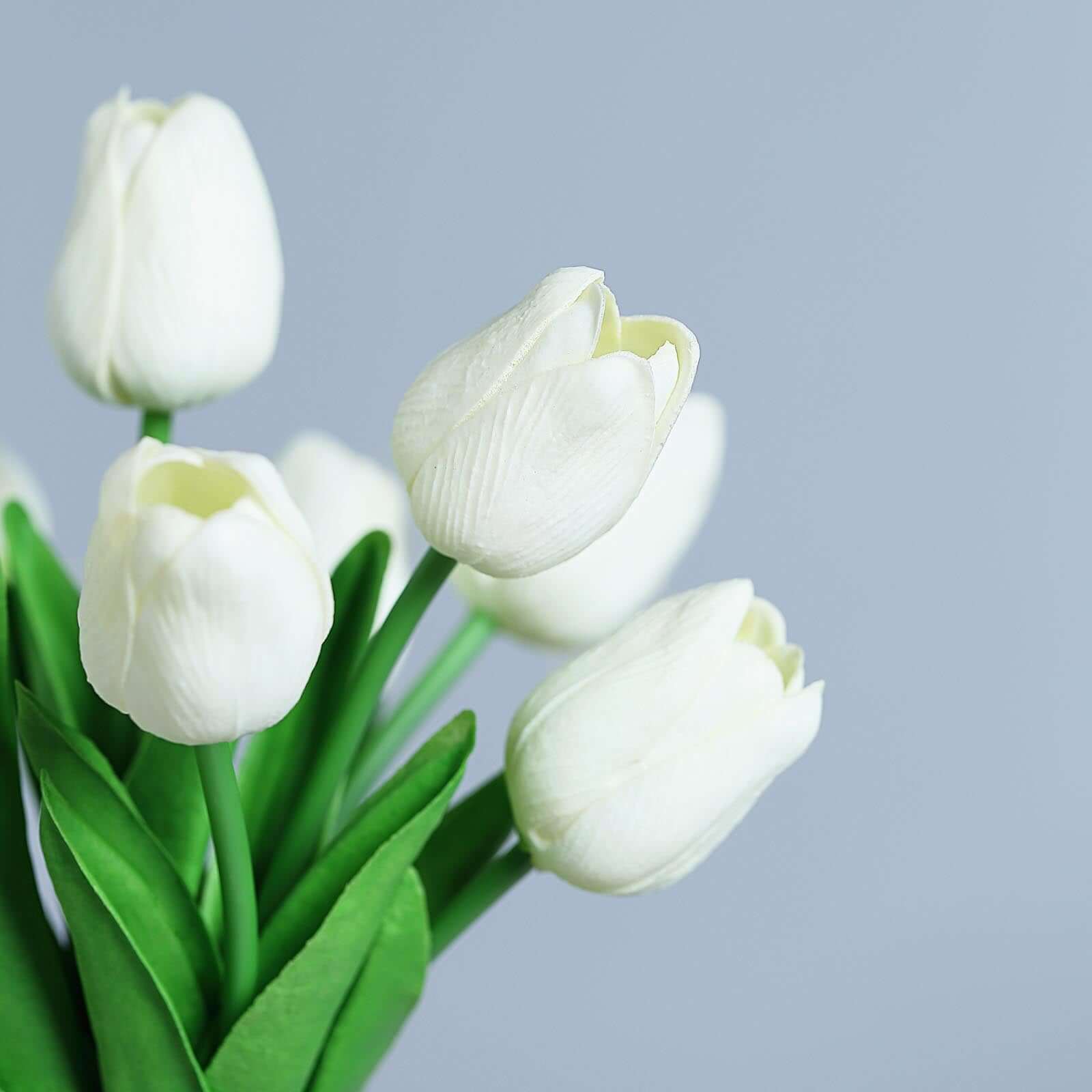 10 Stems 13 White Real Touch Artificial Foam Tulip Flower Bouquets