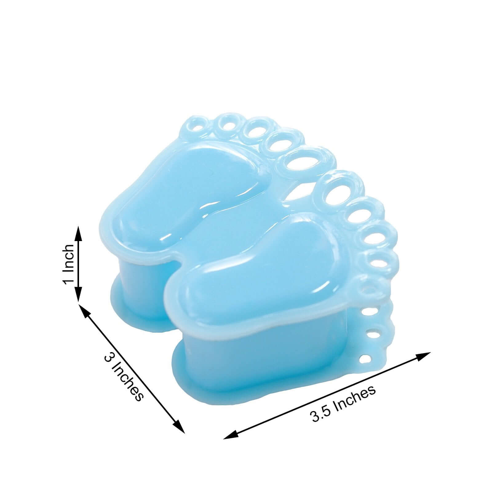 12-Pack Fillable Mini Candy Container in Baby Feet Style Clear/Light Blue - Unique Candy Treat Favor Boxes for Baby Shower 3.5