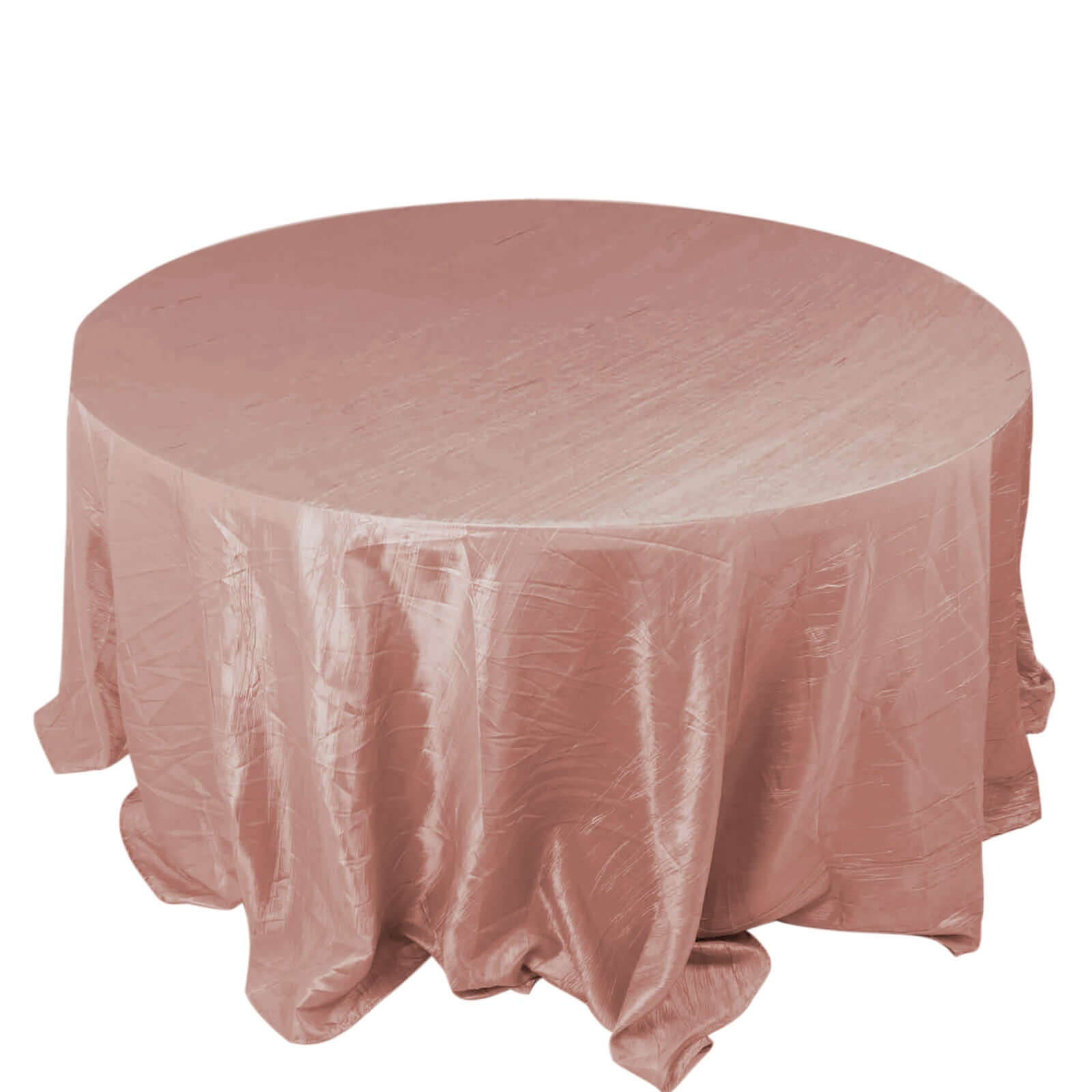 Taffeta 132 Round Tablecloth Dusty Rose - Seamless Accordion Crinkle Table Cover