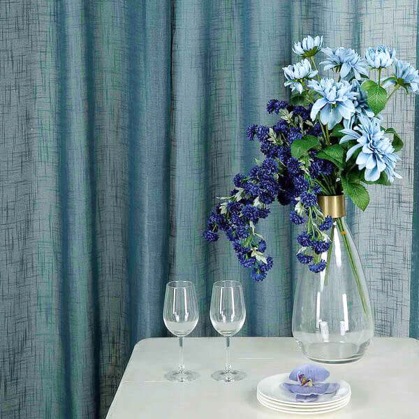 2 Pack Handmade Light Blue Faux Linen Curtains 52x84, Curtain Panels With Chrome Grommets